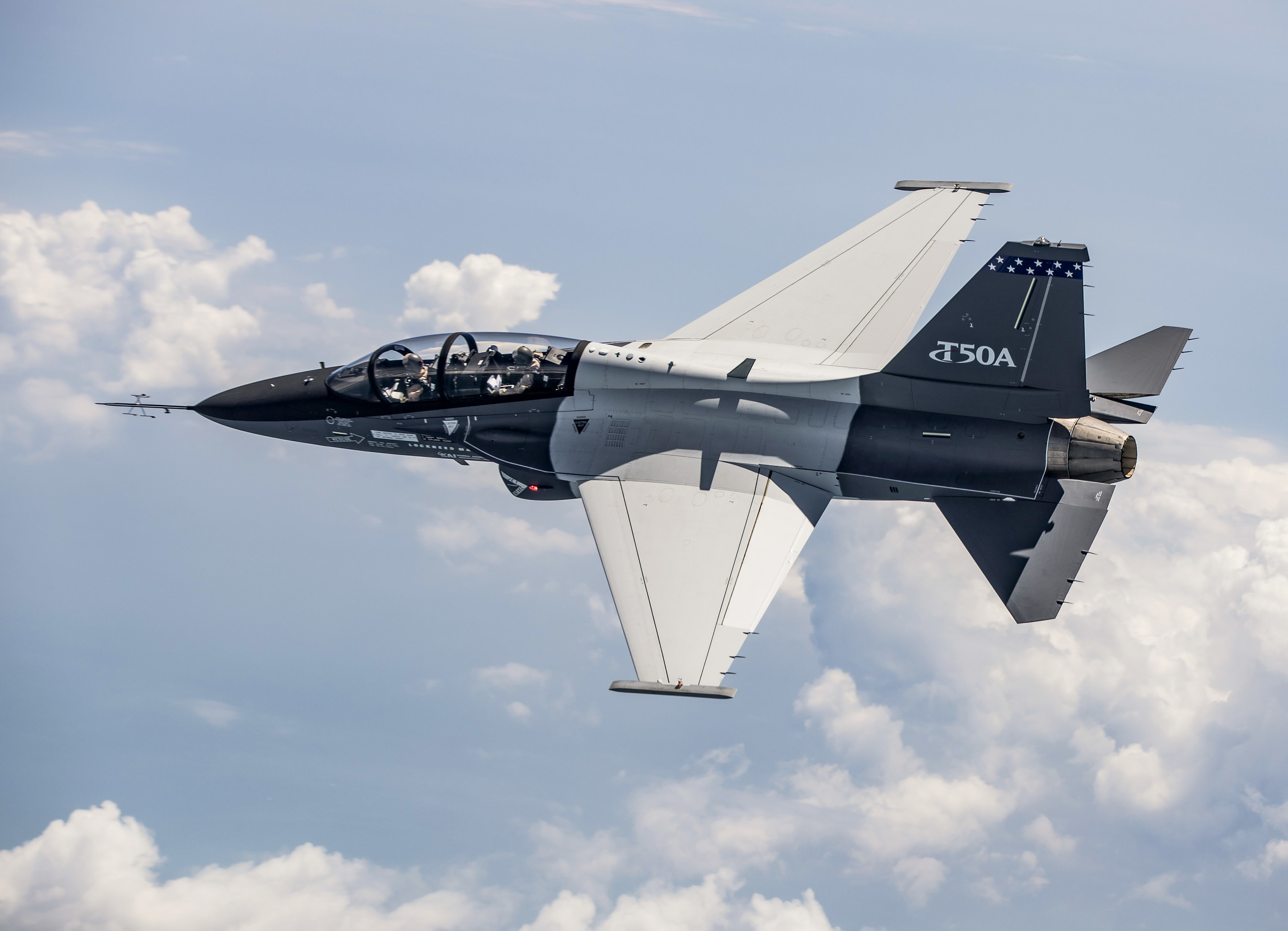 Lockheed Martin's T-50A pictured during the initial flight of the second T-50A configured aircraft.