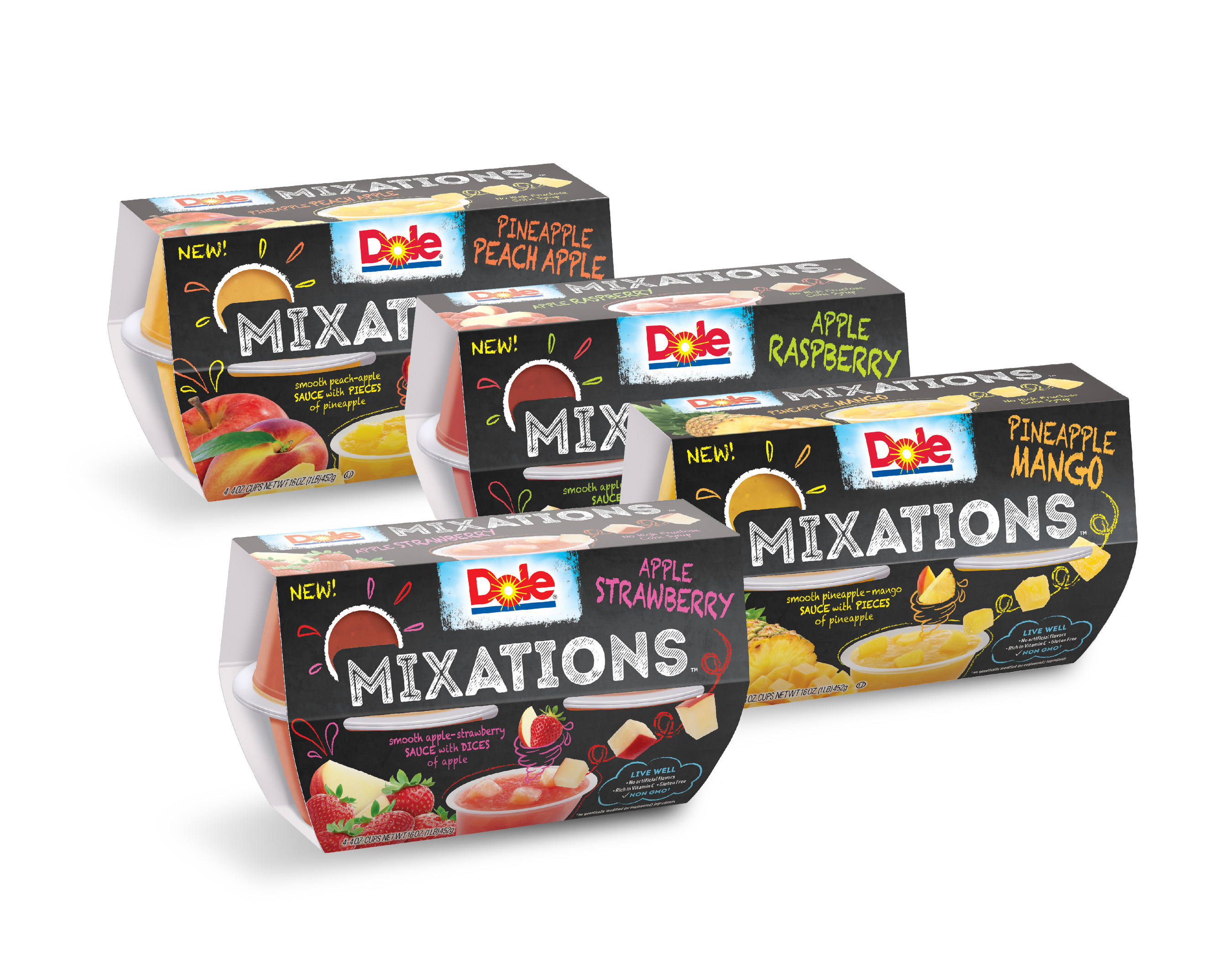DOLE stirs up a new world of possibilities with Mixations one-of-a-kind fruit fusions. Inventive pairings of smooth fruit sauces and juicy chunks of real fruit perfect for any mealtime or snacking occasion. www.DoleMixations.com