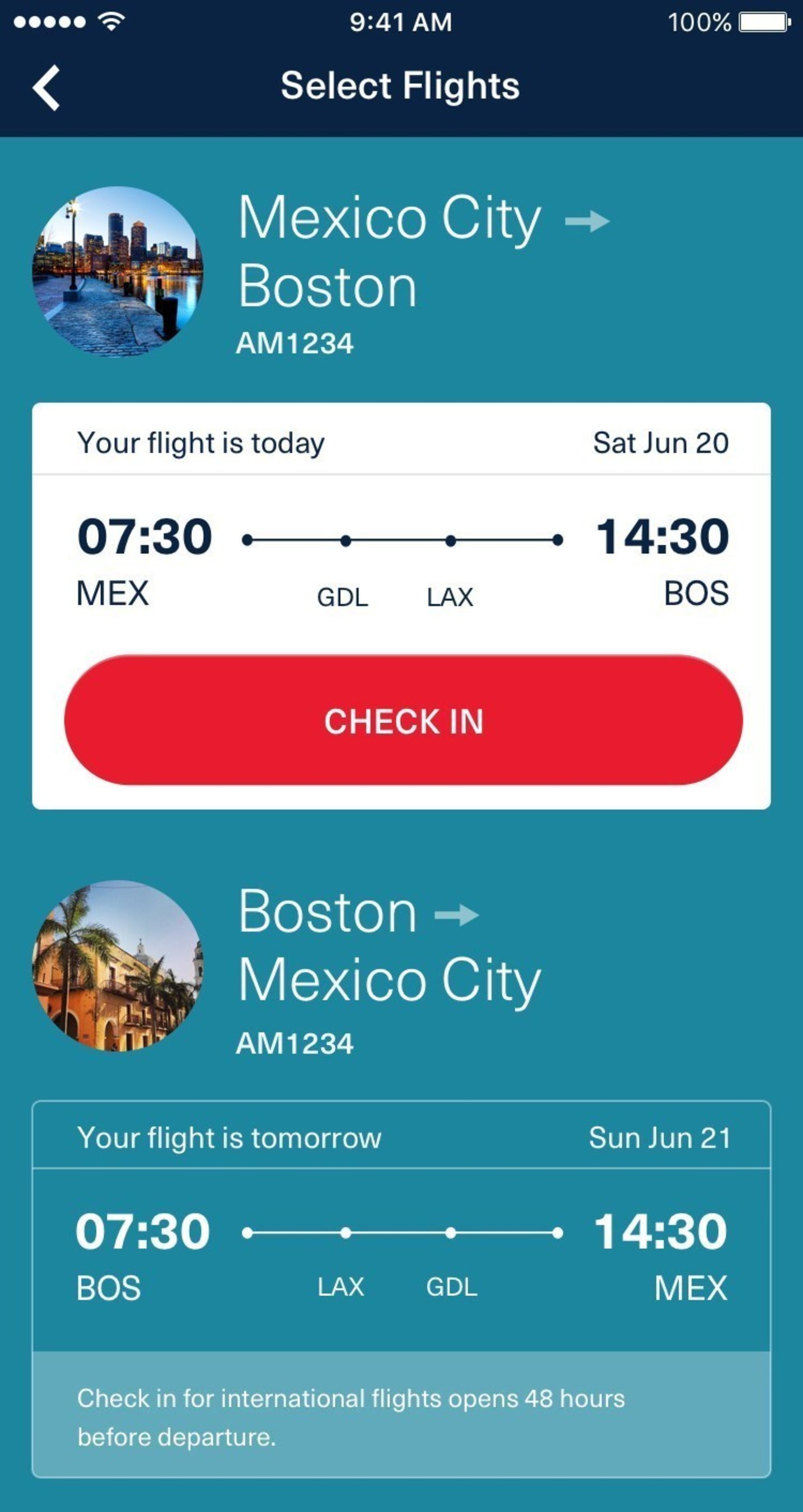 Aeromexico's mobile app