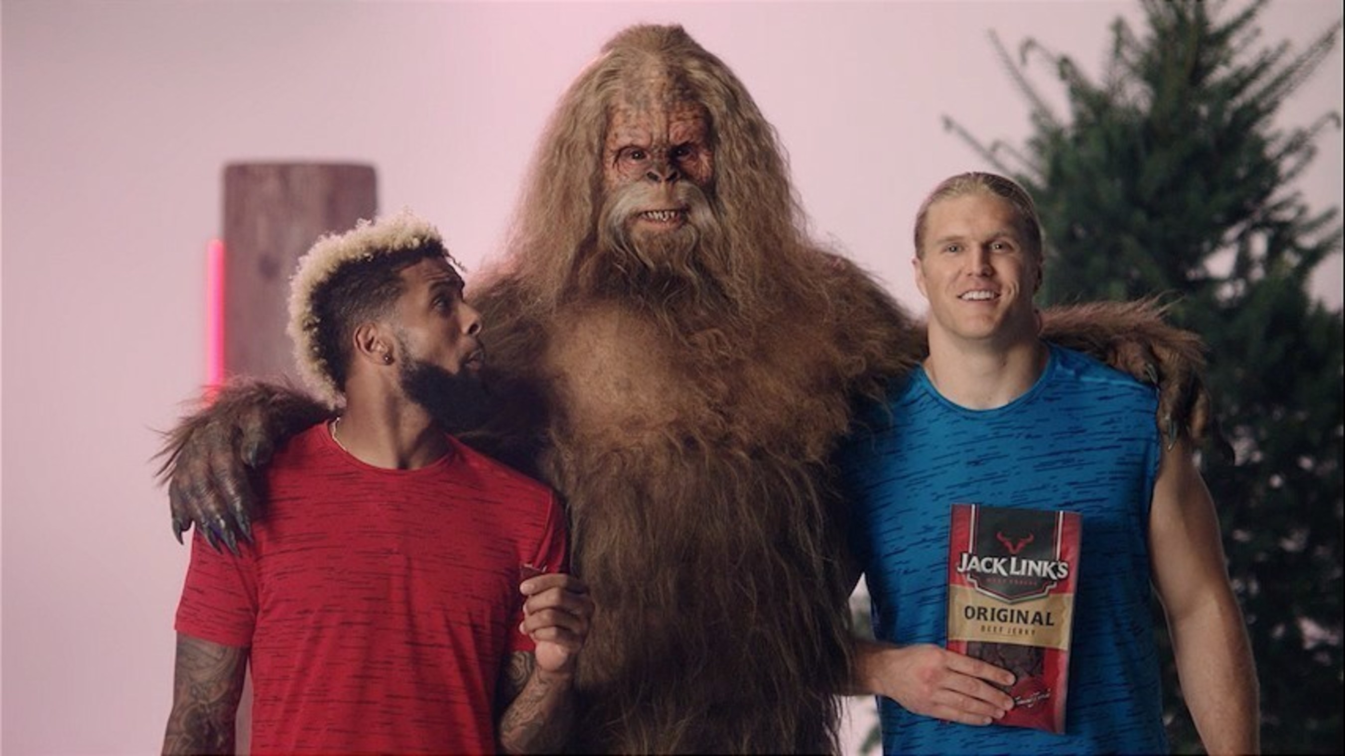 Football superstars build beastly physiques with protein-packed Jack Link's Jerky and Sasquatch.
