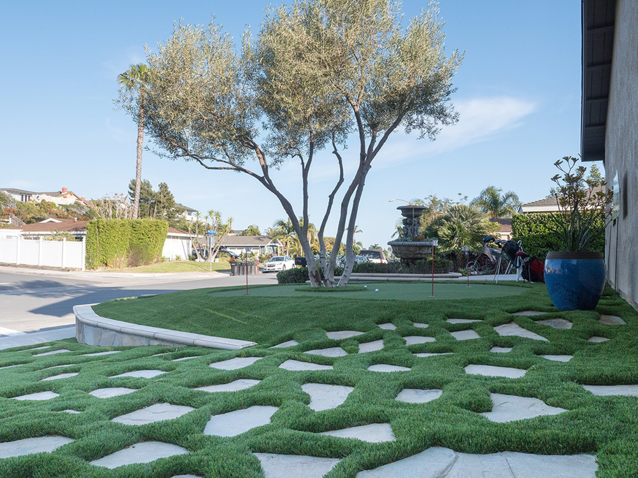 Anchor Turf artificial grass installation at a home in Dana Point, California.