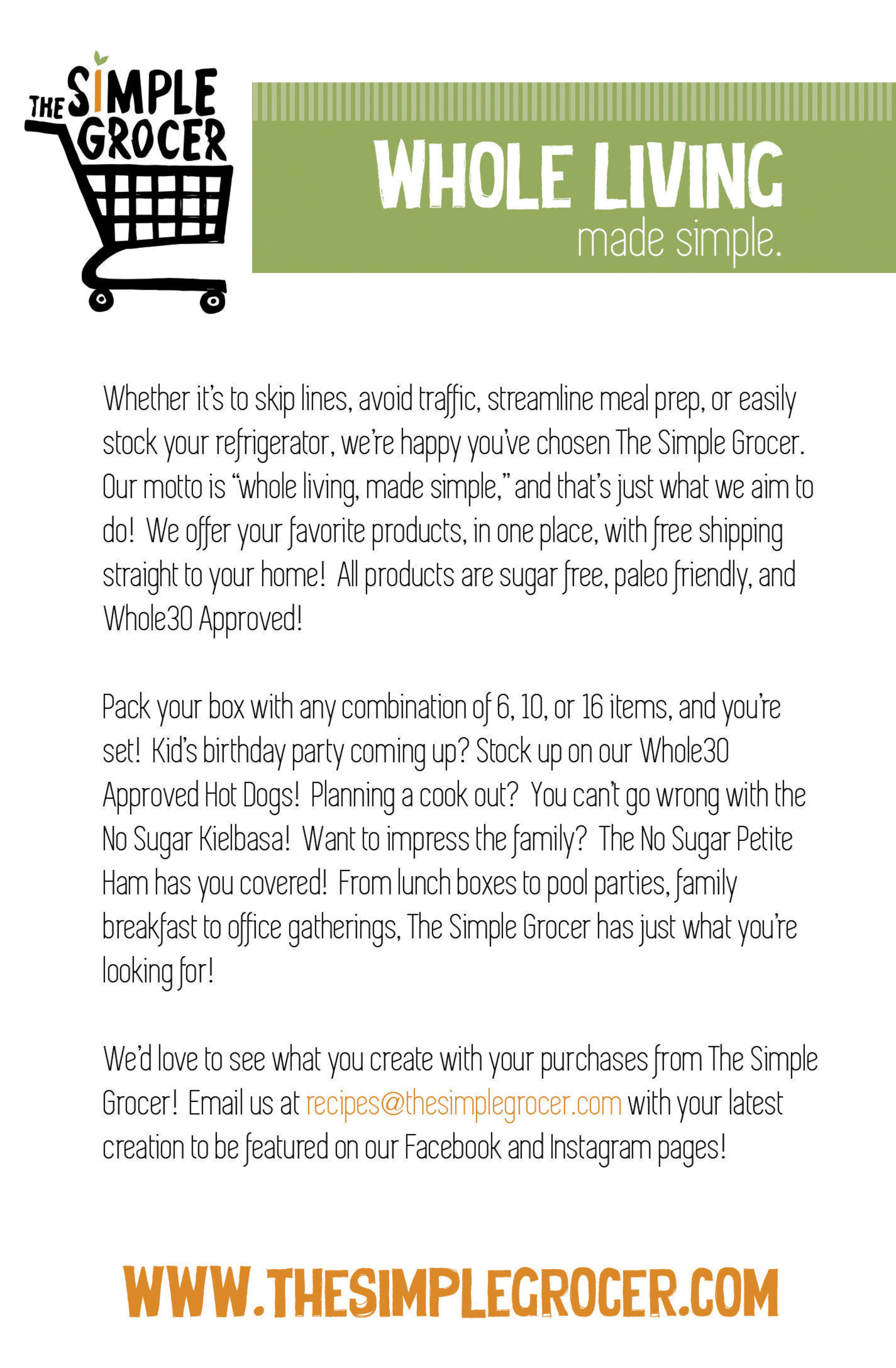Read a bit more about The Simple Grocer!  Your online source for Whole30 approved, Paleo friendly Meats!