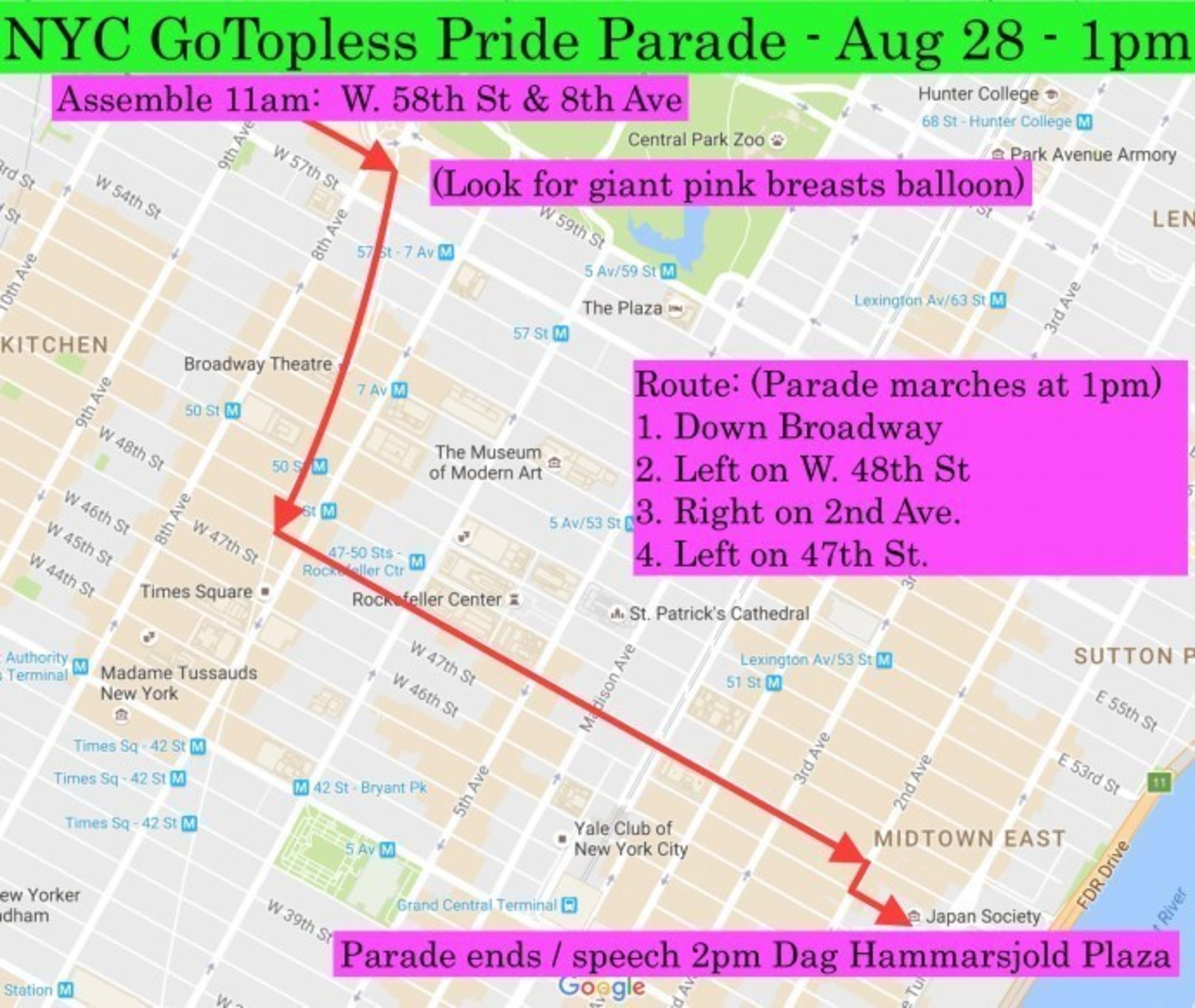 GoTopless Pride Parade in New York City to mark 9th Annual GoTopless Day on Aug. 28
