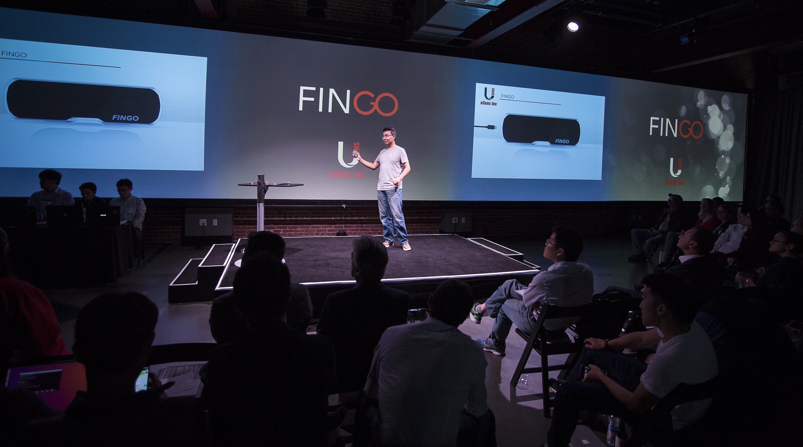 uSens CTO, Dr. Yue Fei announcing the new Fingo hardware series