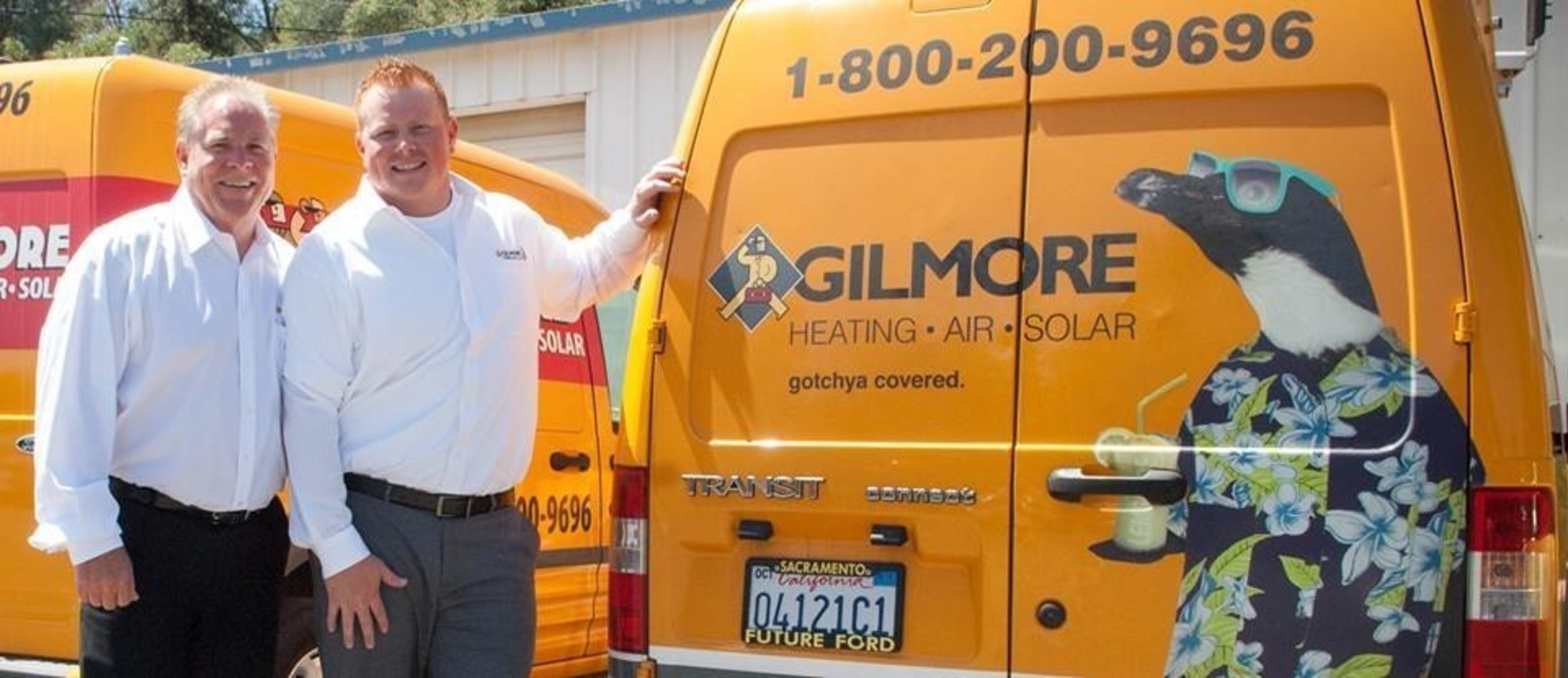 Gilmore Heating, Air, Solar, a family-owned and operated company, serves the Sacramento area. John Gilmore (l), and son, Darrin, GM, are dedicated to "Get More with Gilmore" motto.