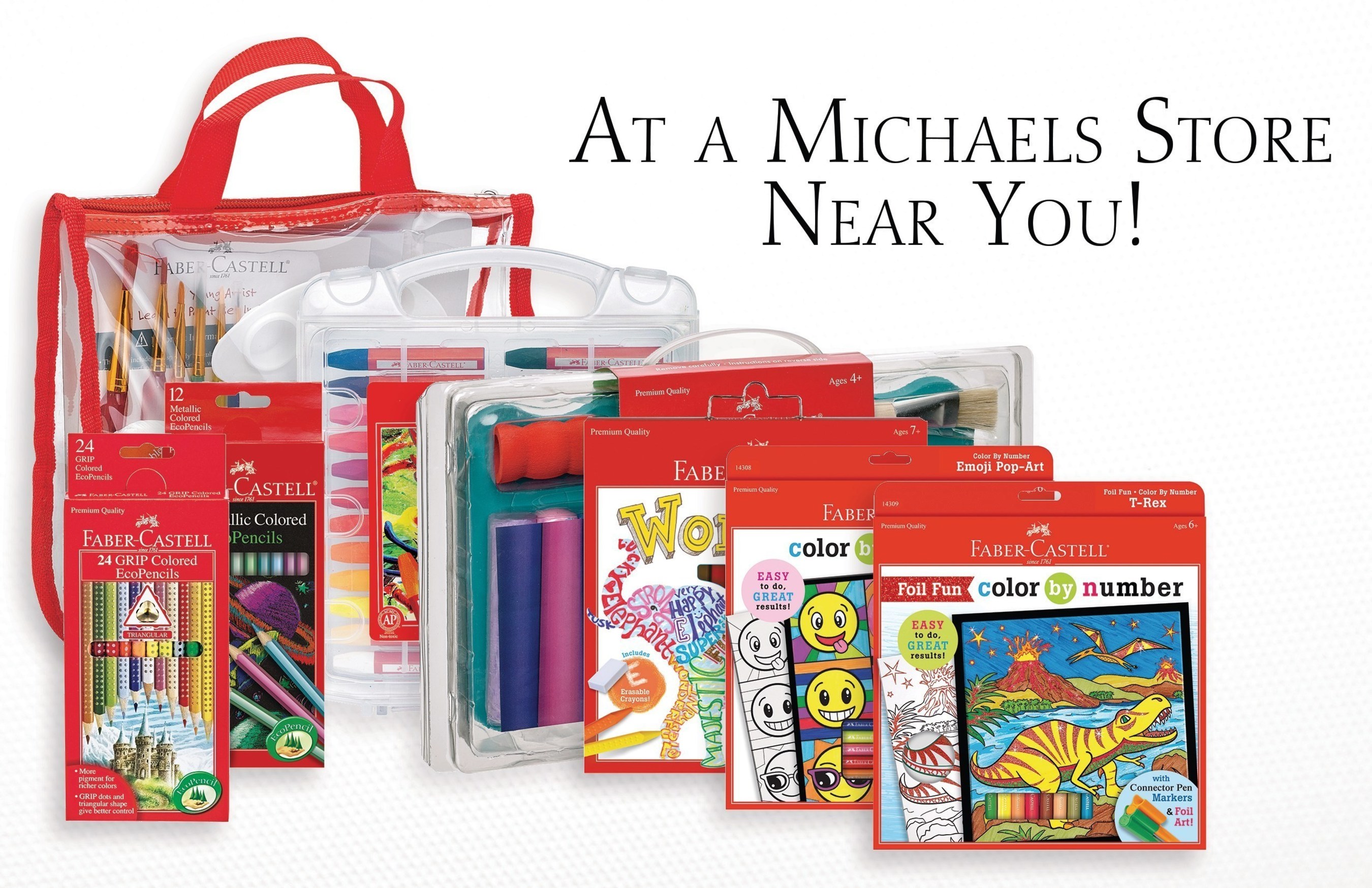 Faber-Castell Premium Children's Art Products are now available at Michaels stores, featuring new products like Do Art Word Art and Color by Number Emoji Pop-Art.