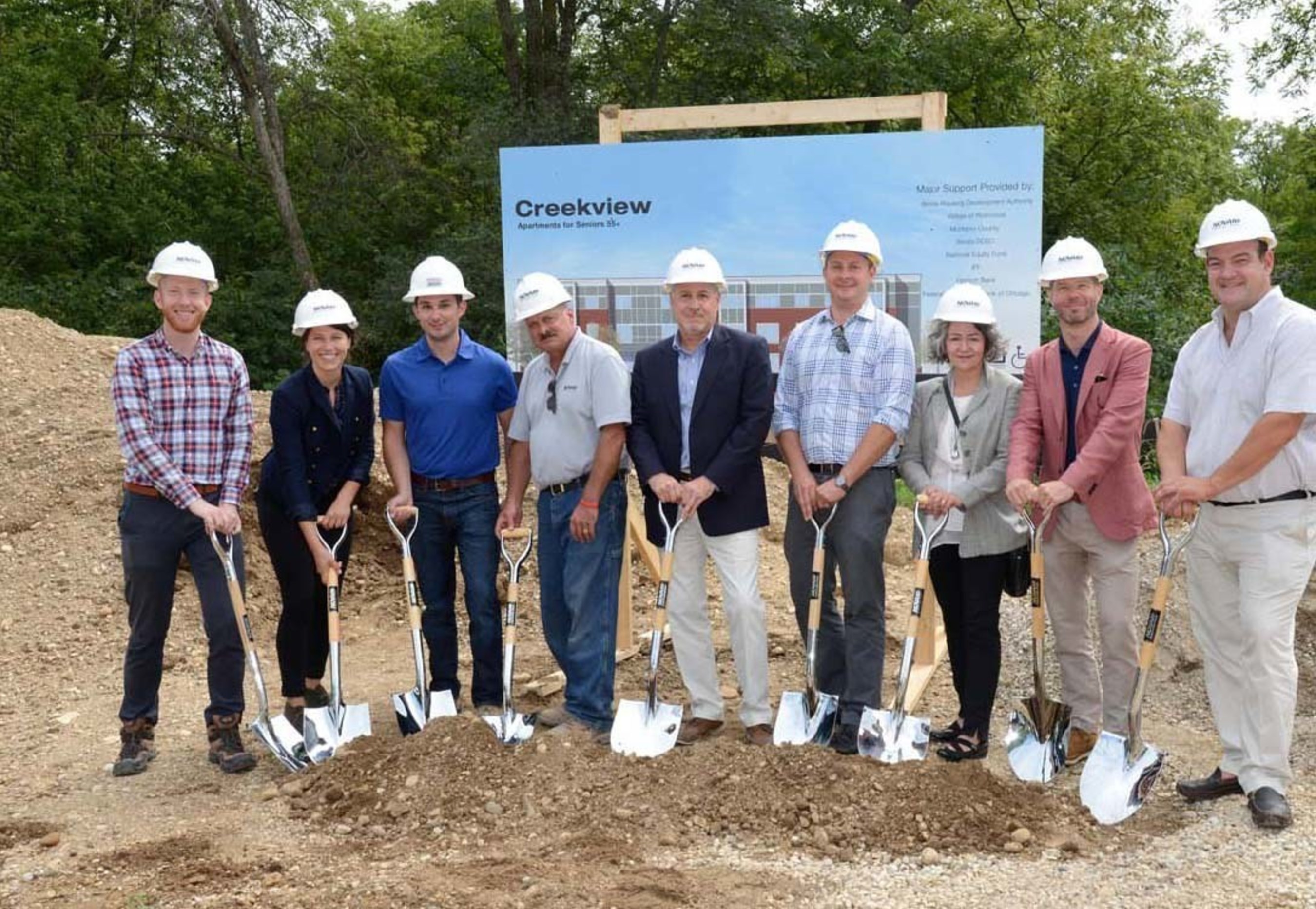 Creekview Construction Team (from left to right) Jordan Bartle, Full Circle Communities, Lindsey Haines, Full Circle Communities, Blake Harmon, Novak Construction, Jim Keiler, Novak Construction, Greg Terwilliger, Novak Construction, Ryan Solum, Manhard Consulting, Therese Thompson, Cordogan Clark & Associates, Joshua Wilmoth, Full Circle Communities and Charles "Chip" Eldredge III, Charles Eldredge Real Estate.