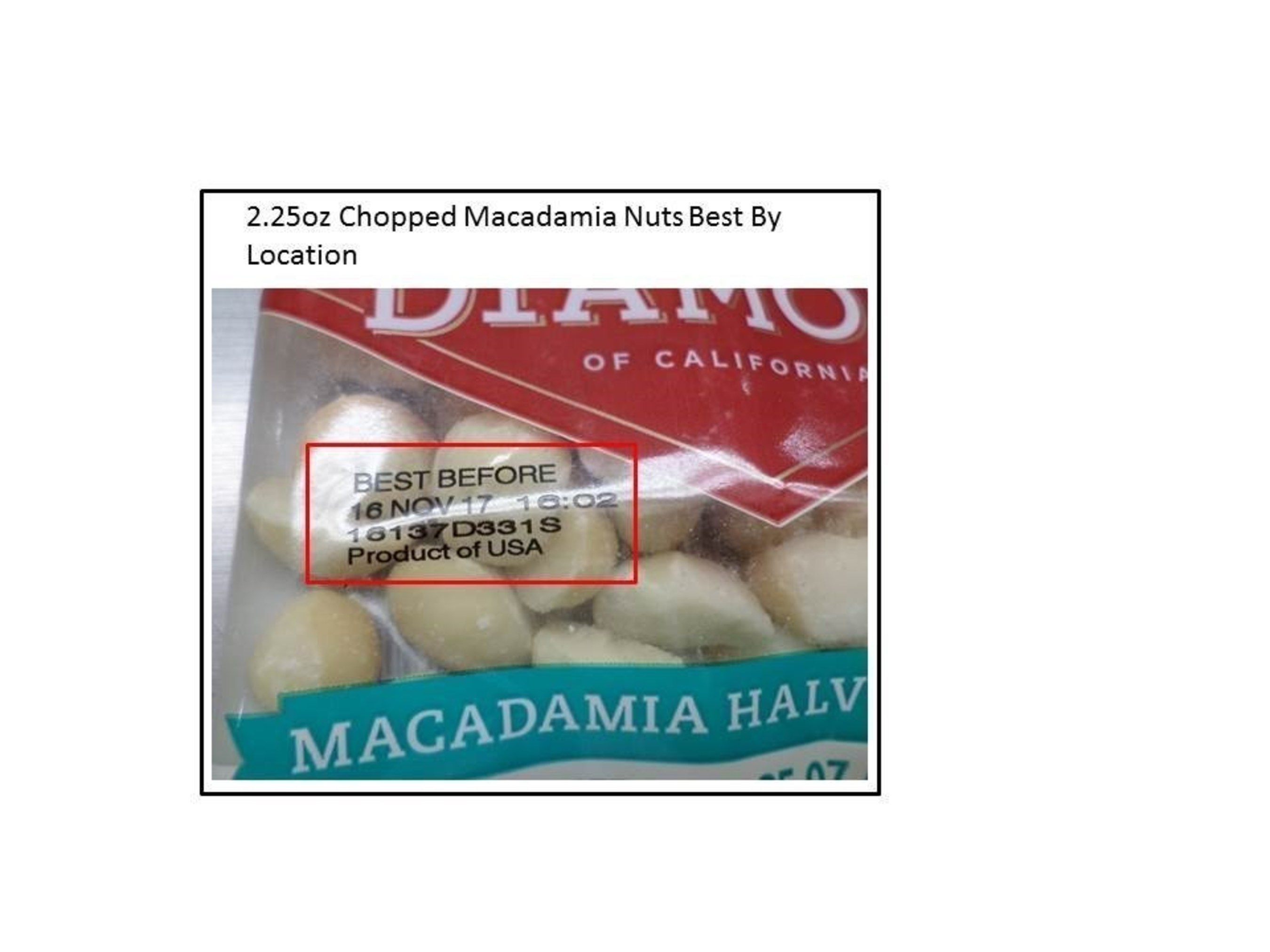 2.25oz Chopped Macadamia Nuts Best By Location