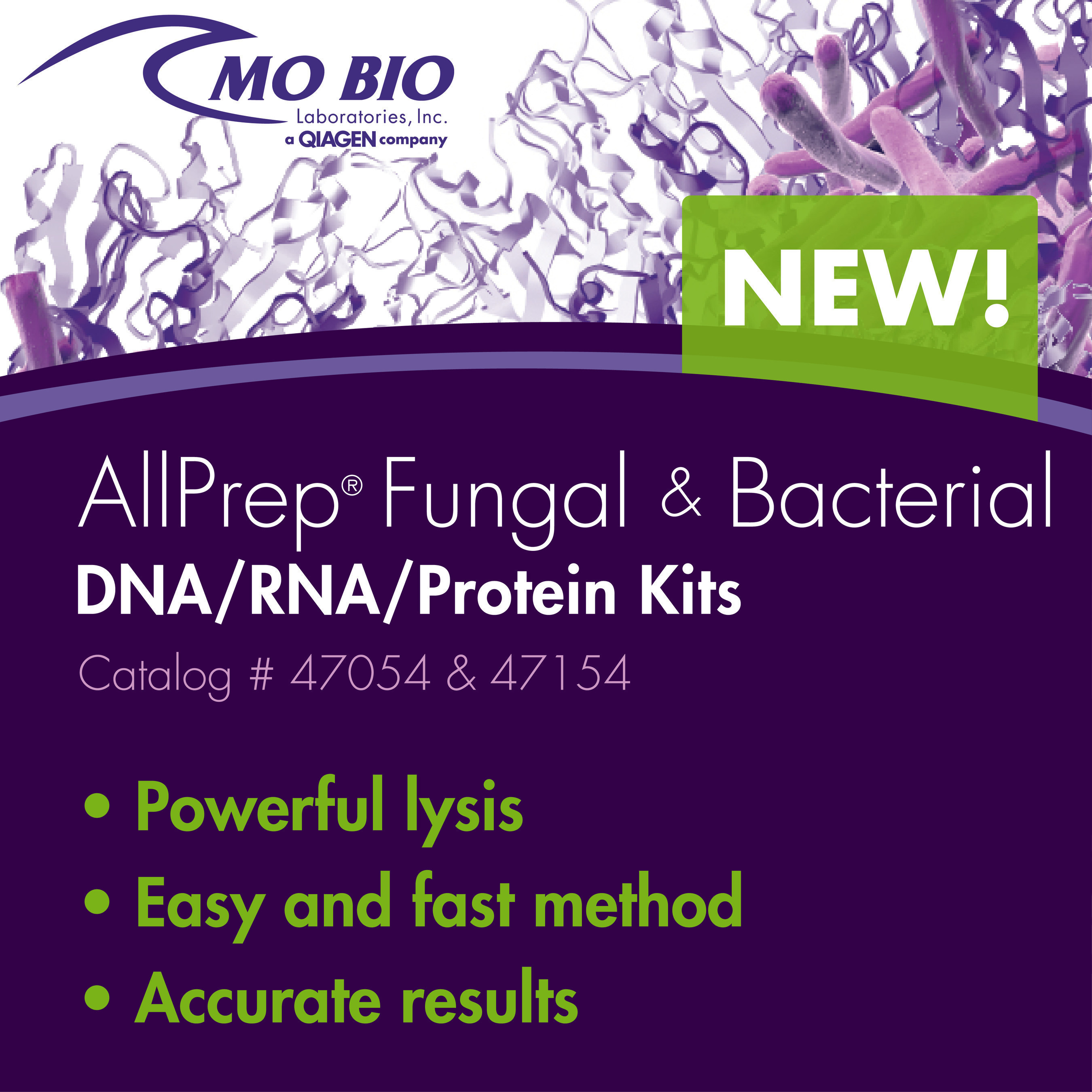 MO BIO Laboratories, a QIAGEN company, Launches the AllPrep Fungal and Bacterial DNA/RNA/Protein Kits.