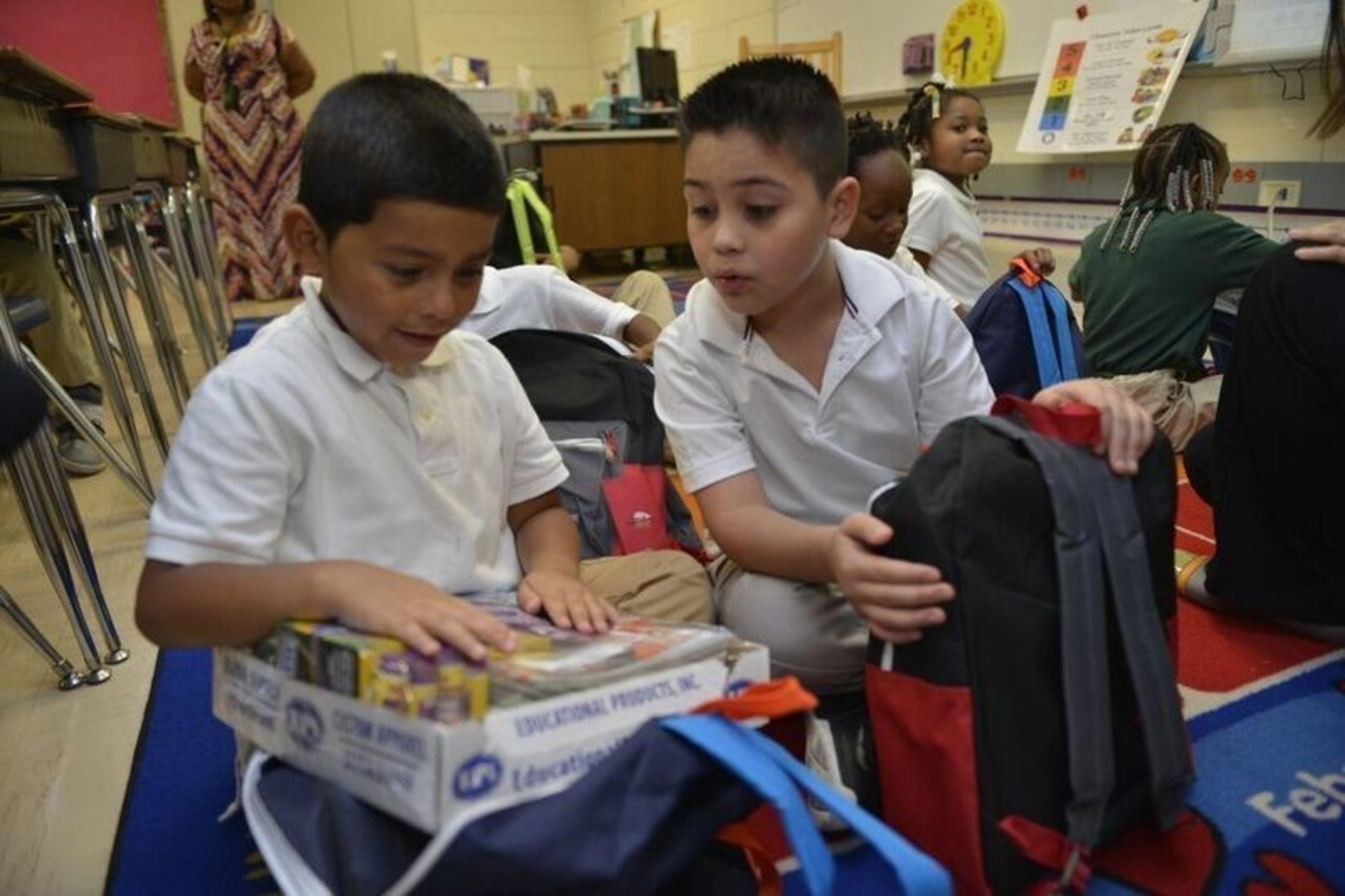 Hidden Valley Elementary children were surprised with school supplies during class.