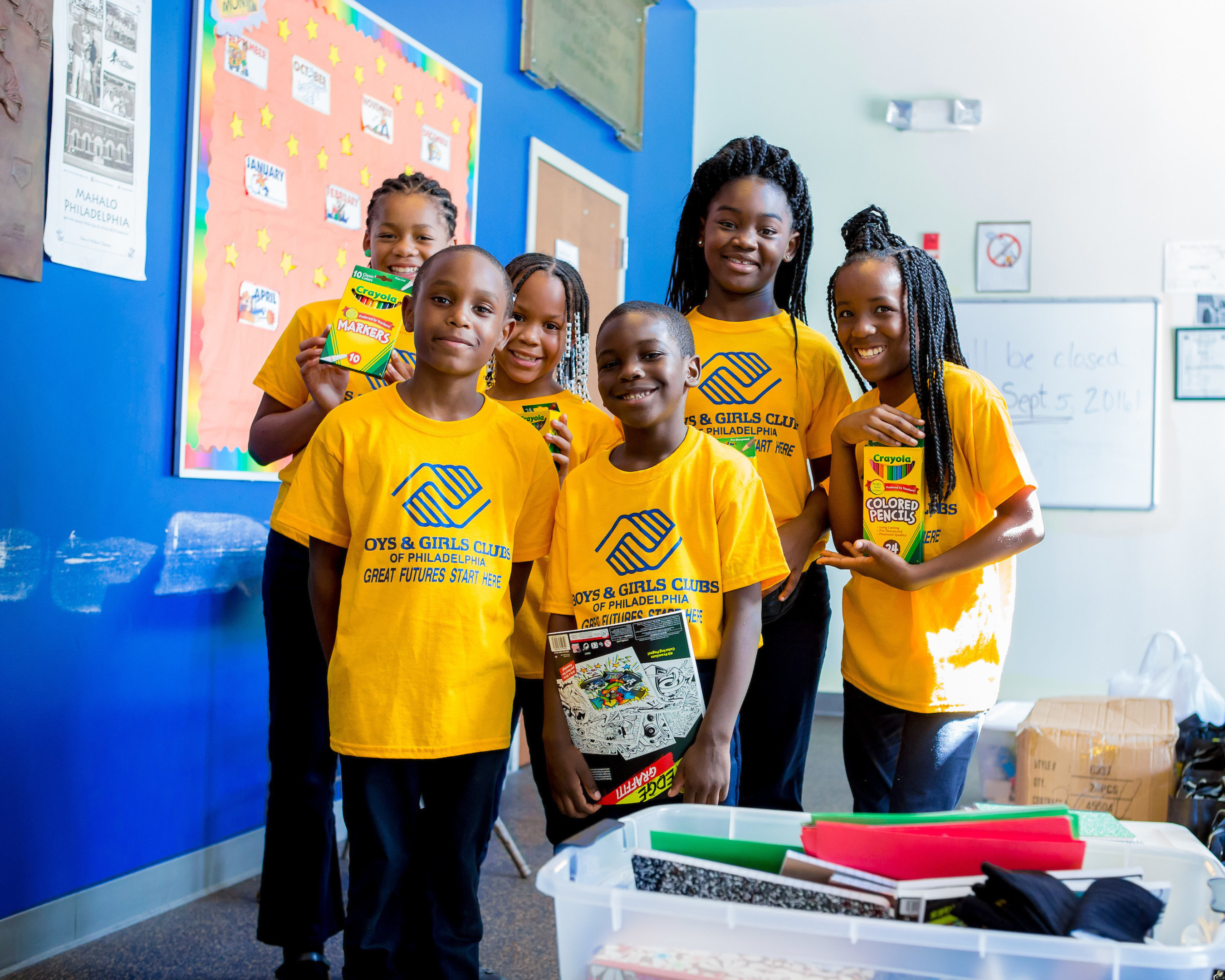 Youth from Boys & Girls Clubs in Philadelphia receive back to school supplies, thanks to Boys & Girls Clubs of America's Back2School Stuff the Bus campaign.