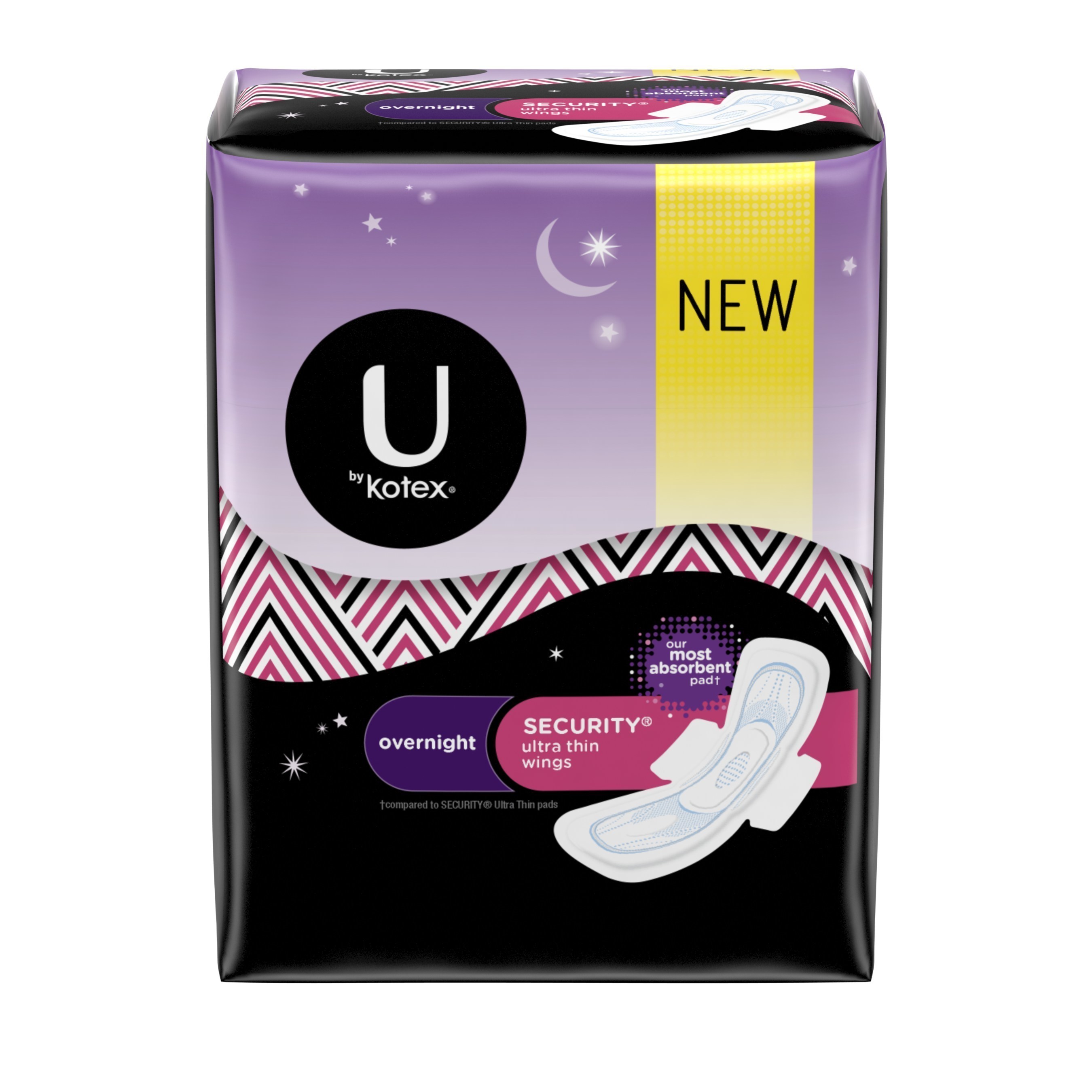U By Kotex Ultra Thin Overnight Pads With Wings - 14 Ea 