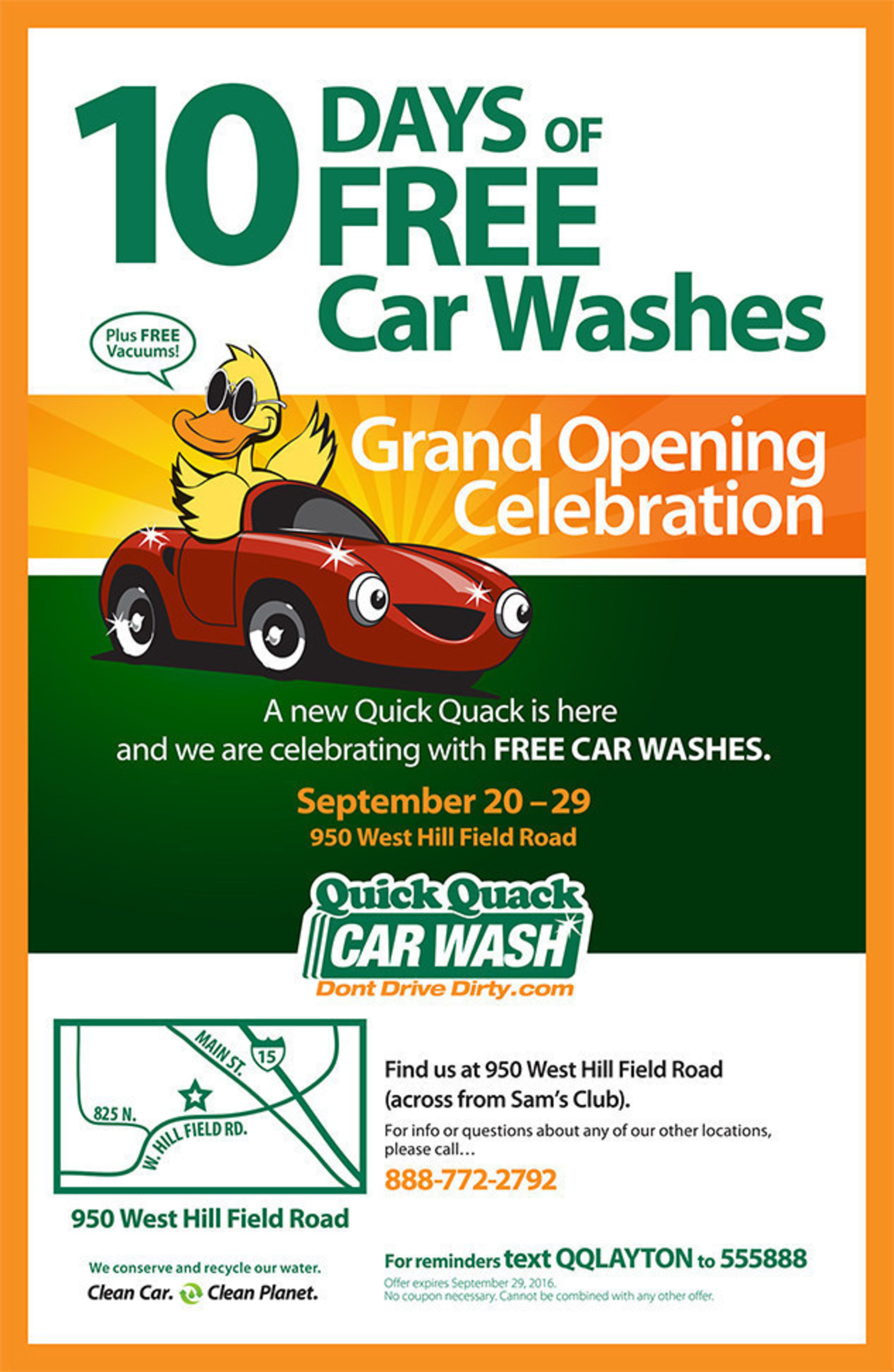 New Quick Quack Car Wash in Layton will offer 10 days of Free Car Washes for its Grand Opening