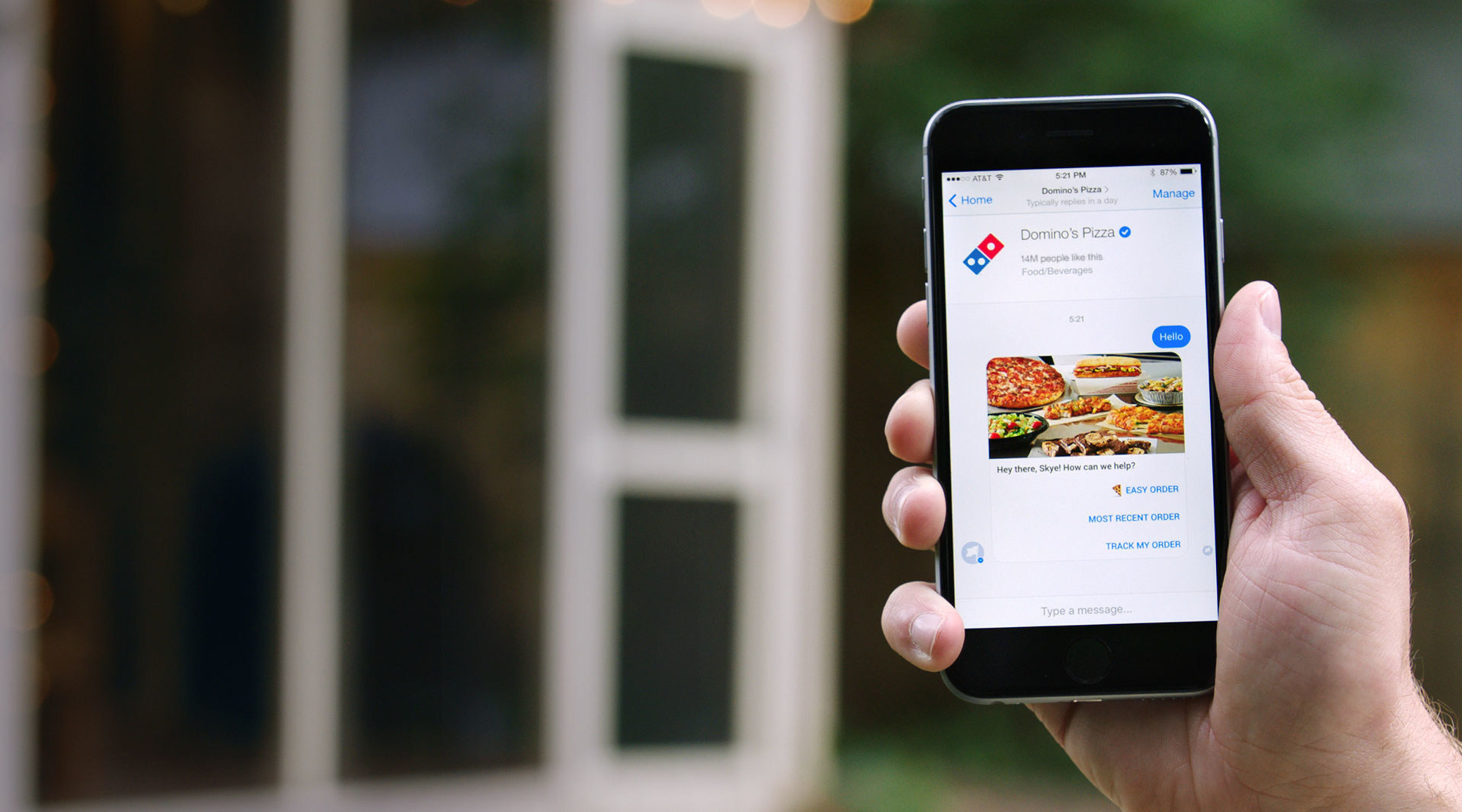 Domino's is giving customers yet another way to order: via Facebook Messenger, using bot technology.