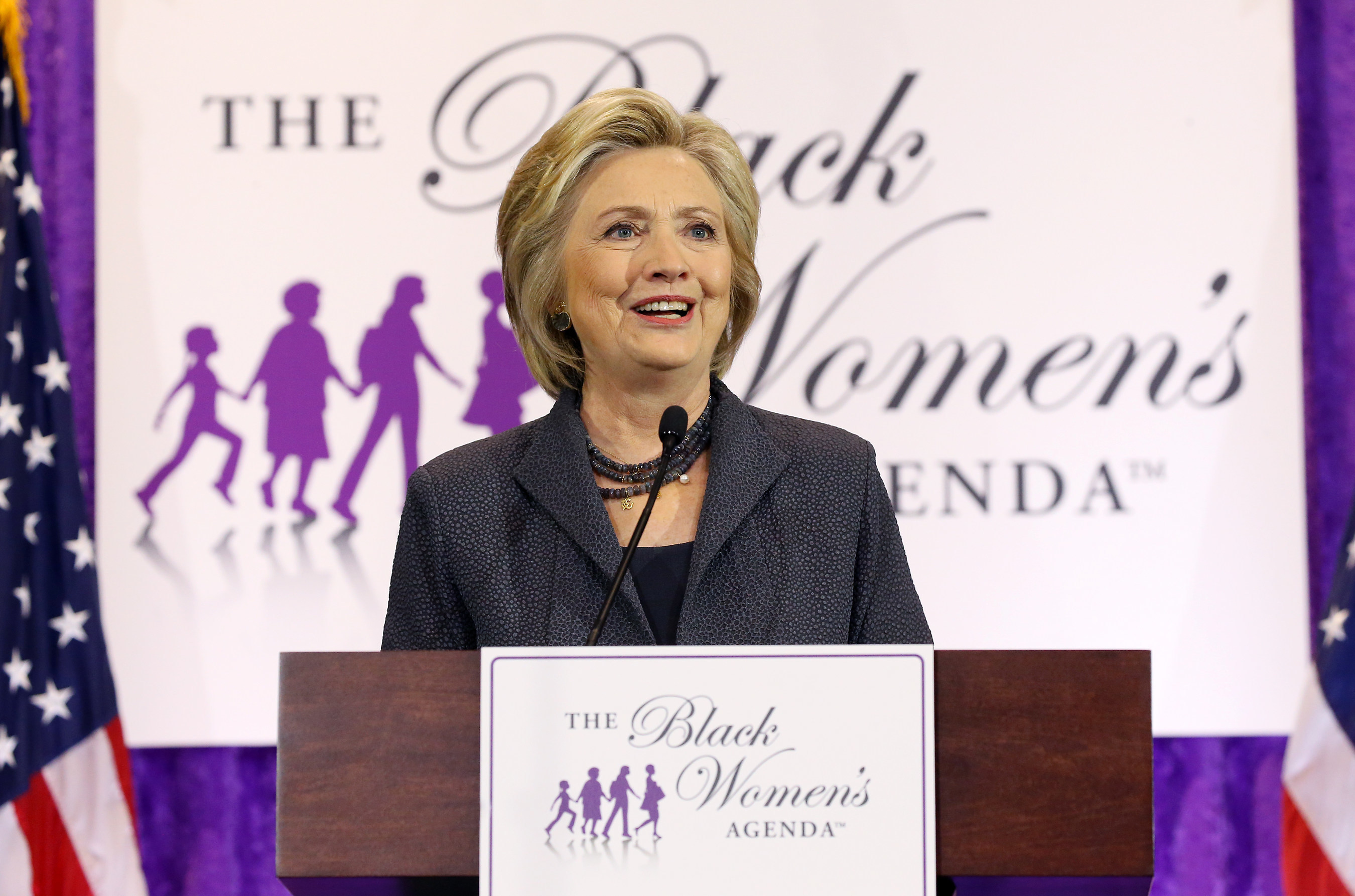 Democratic Presidential Nominee Hillary Rodham Clinton addressed more than 600 participants at The Black Women's Agenda, Inc. 39th Annual Symposium on Friday, September 16, 2016 in Washington, DC. (Paul Morigi/AP Images for The Black Women's Agenda, Inc.)