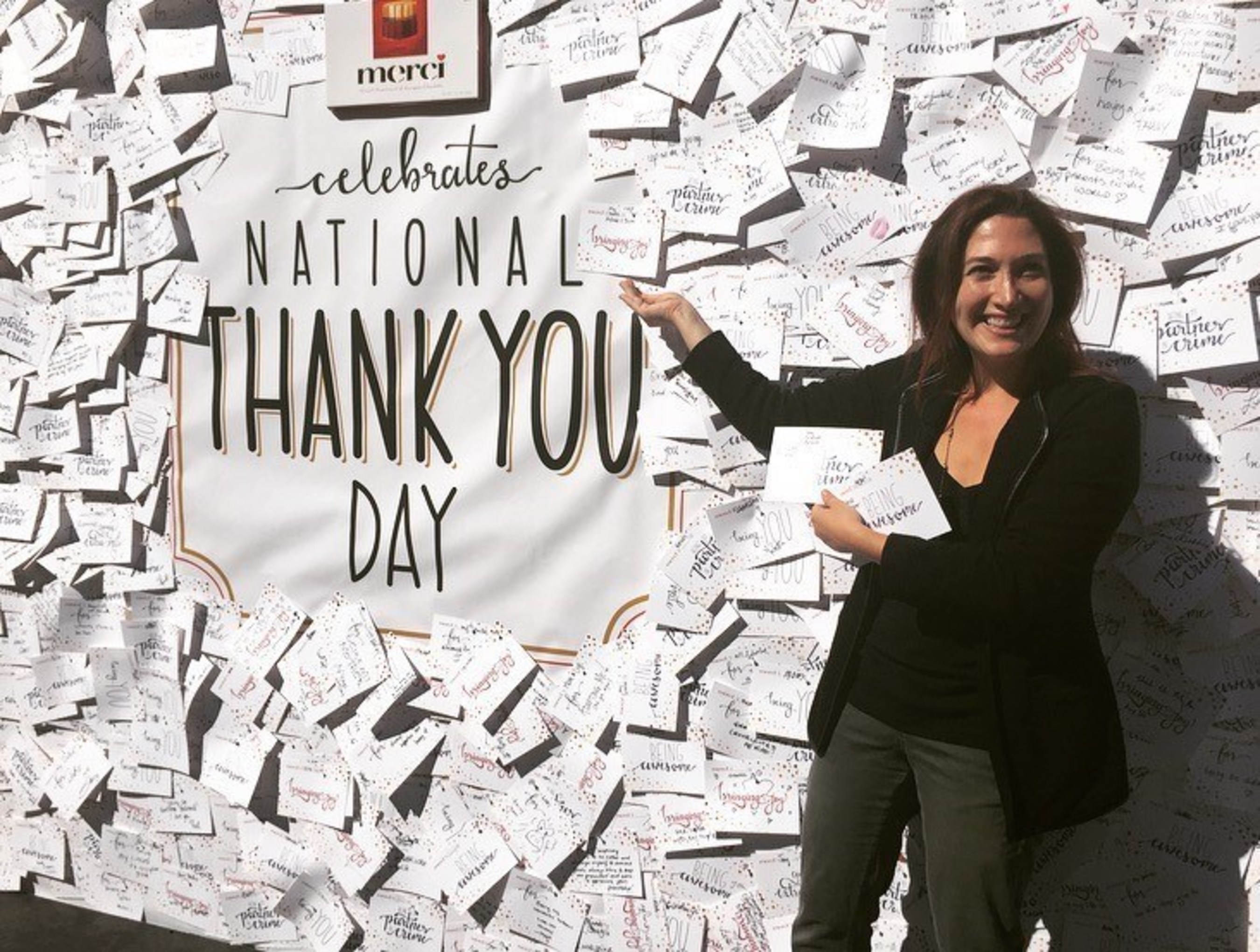 New York native, Randi Zuckerberg writes thank you note to sons, Asher and Simi to express gratitude on National Thank You Day with merci Chocolates.