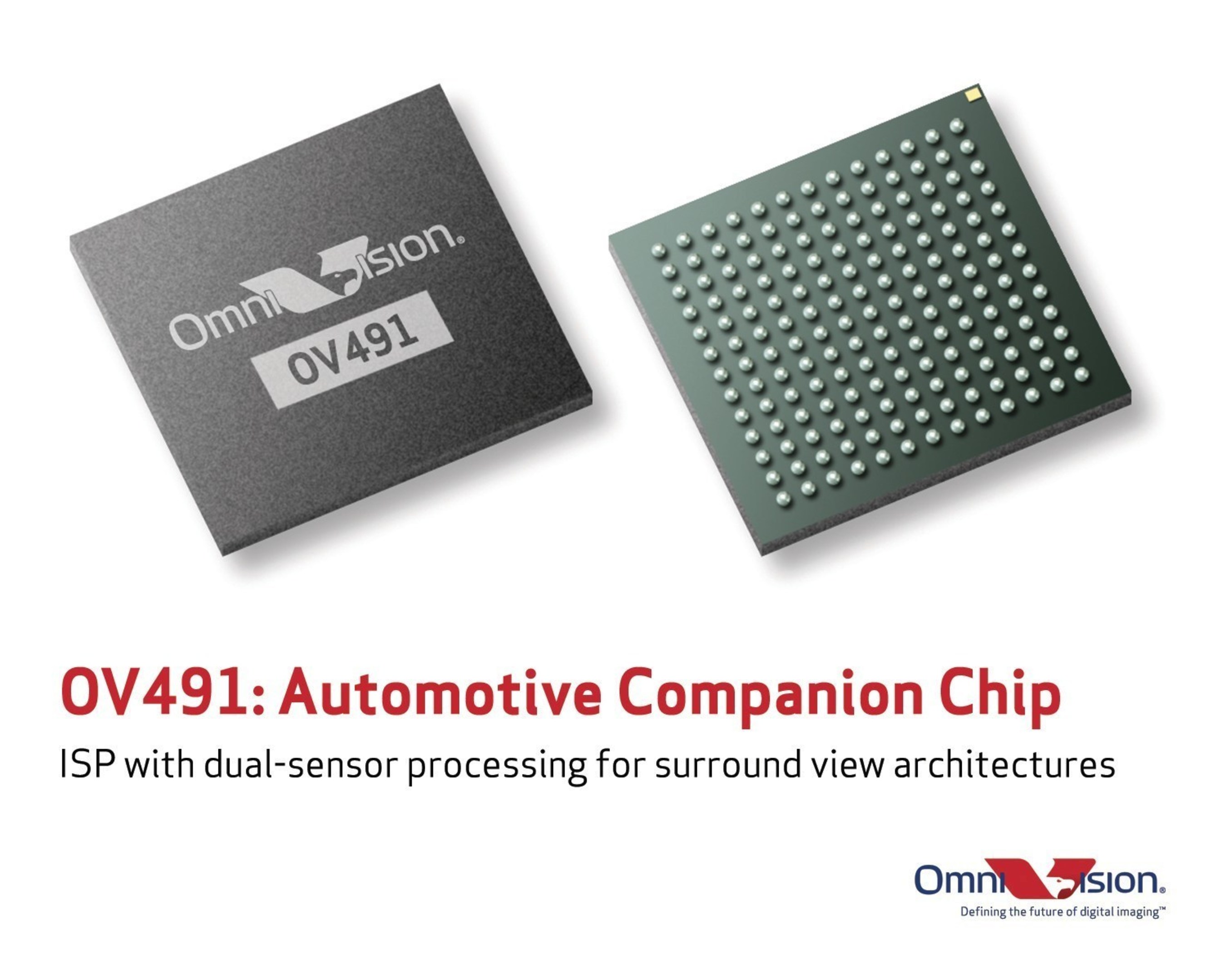 The OV491, OmniVision's ISP with dual-sensor processing for surround view architectures.