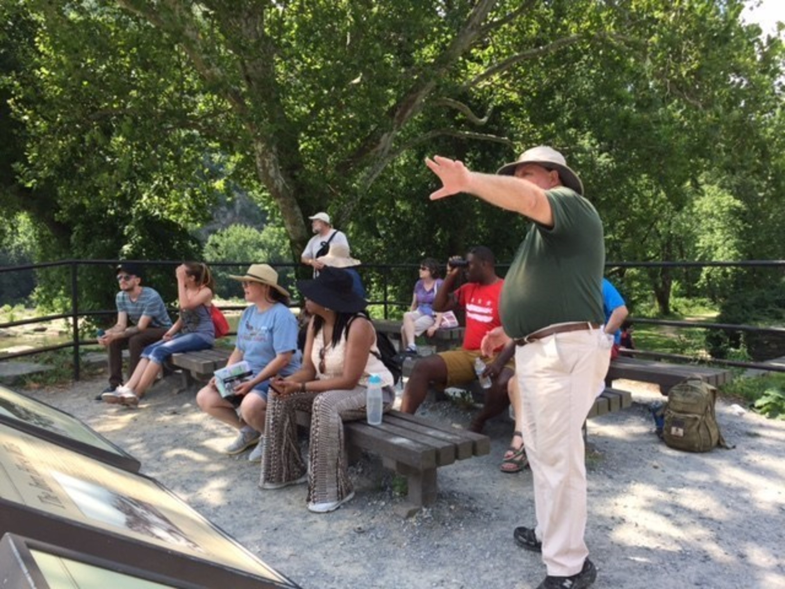 Injured veterans and guests recently took part in a guided walking tour of Harpers Ferry and learned about the town's role in American history.