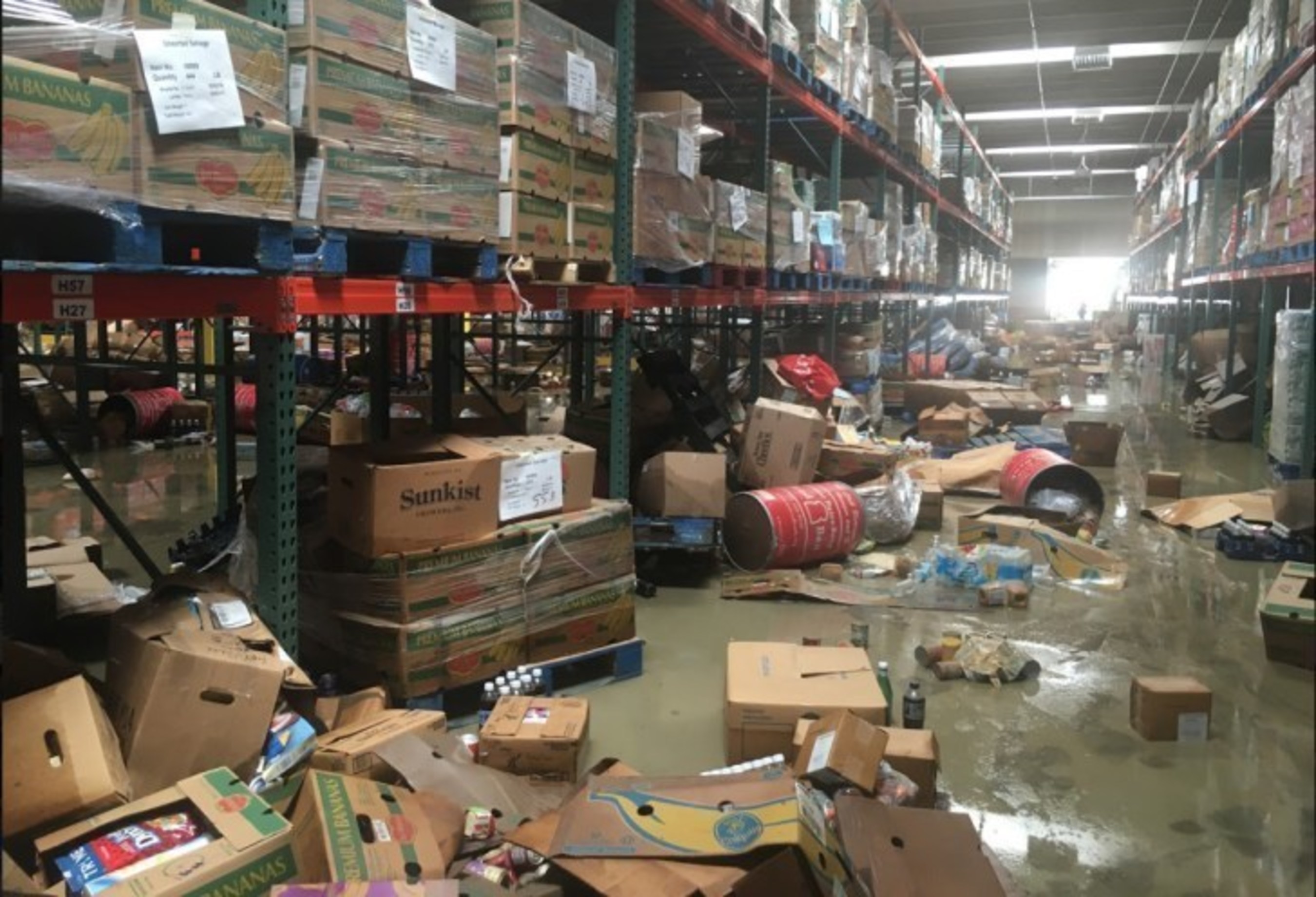 Damage caused by flooding to the Baton Rouge Food Bank.
