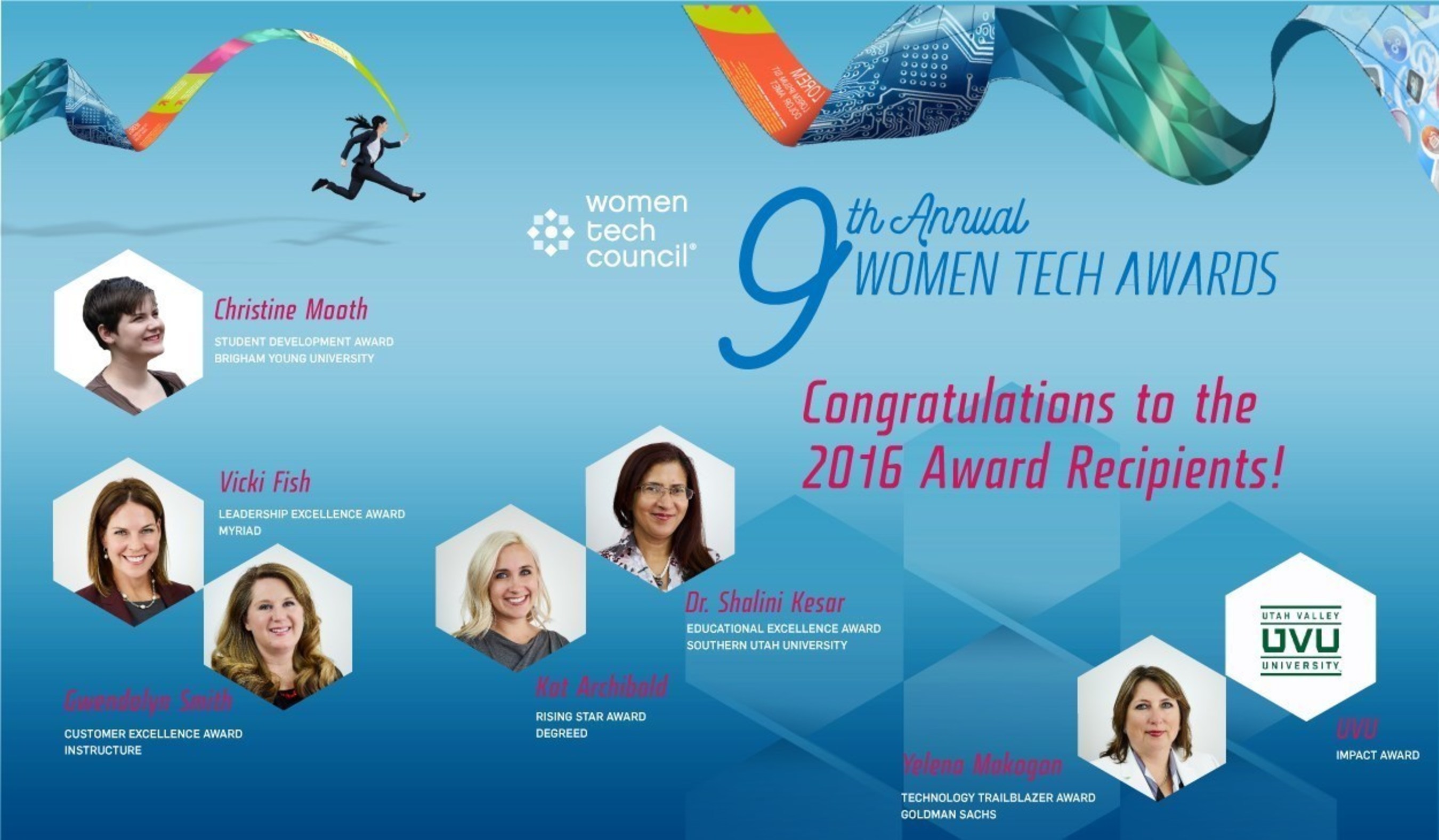 The Women Tech Council (WTC) recognized seven technology-focused women who are driving innovation, leading technology companies and contribution to the technology economy in the Ninth Annual Women Tech Awards.