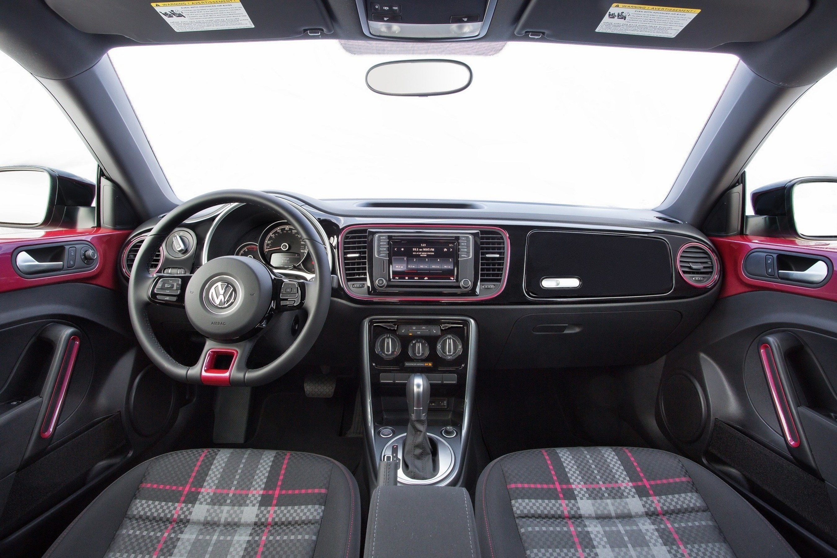 VW #PinkBeetle signature plaid interior