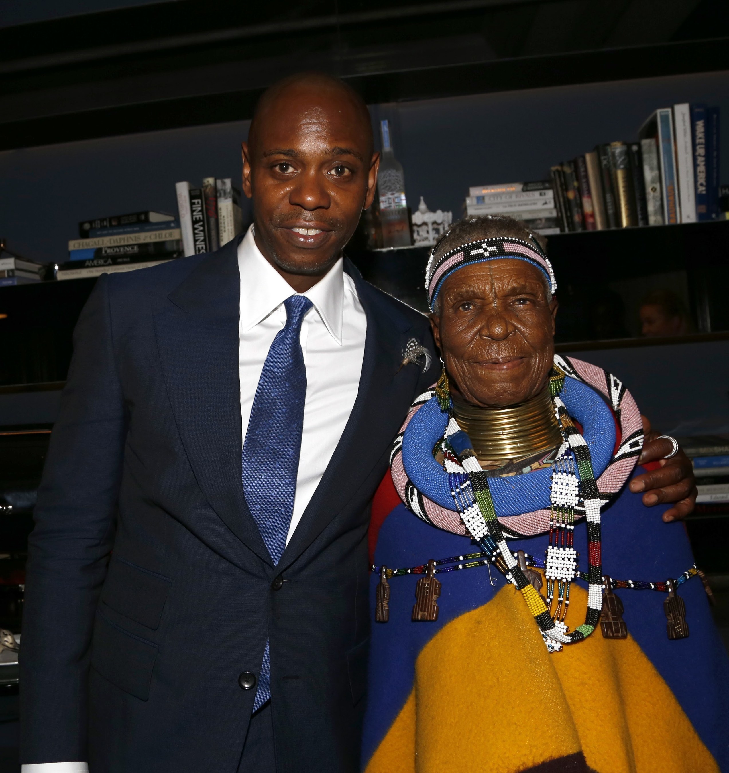 Dave Chappelle and Belvedere (RED) artist Esther Mahlangu at the National Museum of African American History and Culture After Party with Moët Hennessy