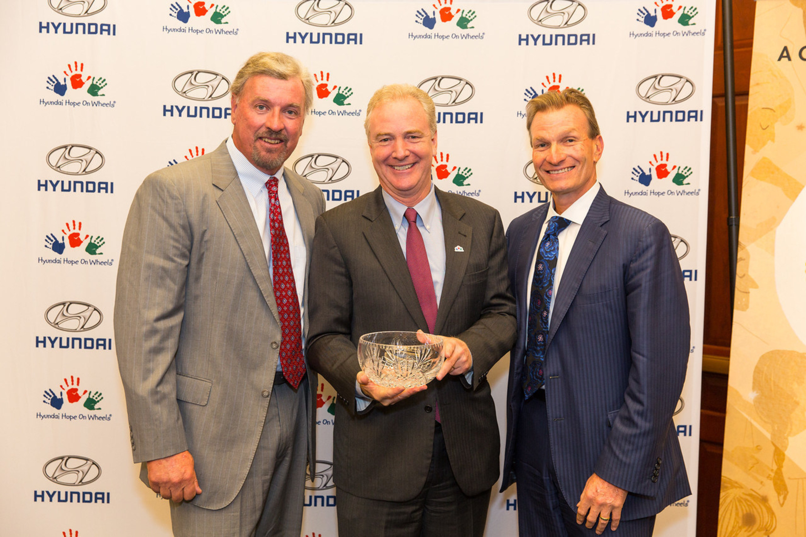 Representative Chris Van Hollen (MD) Poses with Hyundai Motor America President and CEO Dave Zuchowski and Hyundai Hope On Wheels Vice Chairman Scott Fink After Accepting the Hero of Hope Award