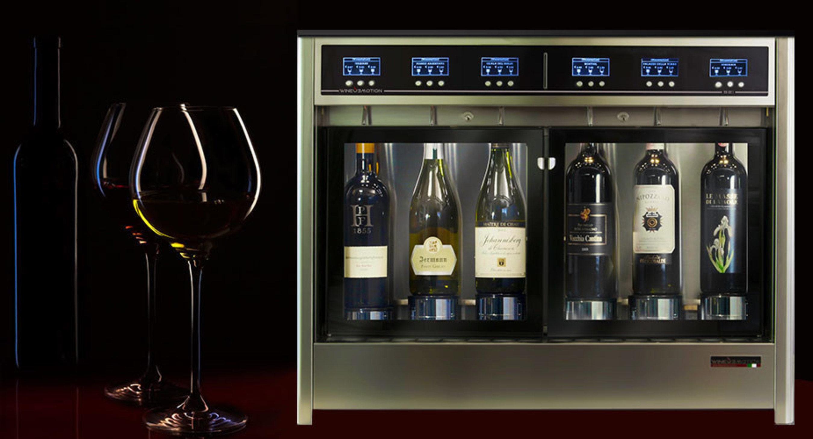Meet the Six-Bottles Wine Dispenser and Preservation System with  Double-Glass Door by Wineemotion
