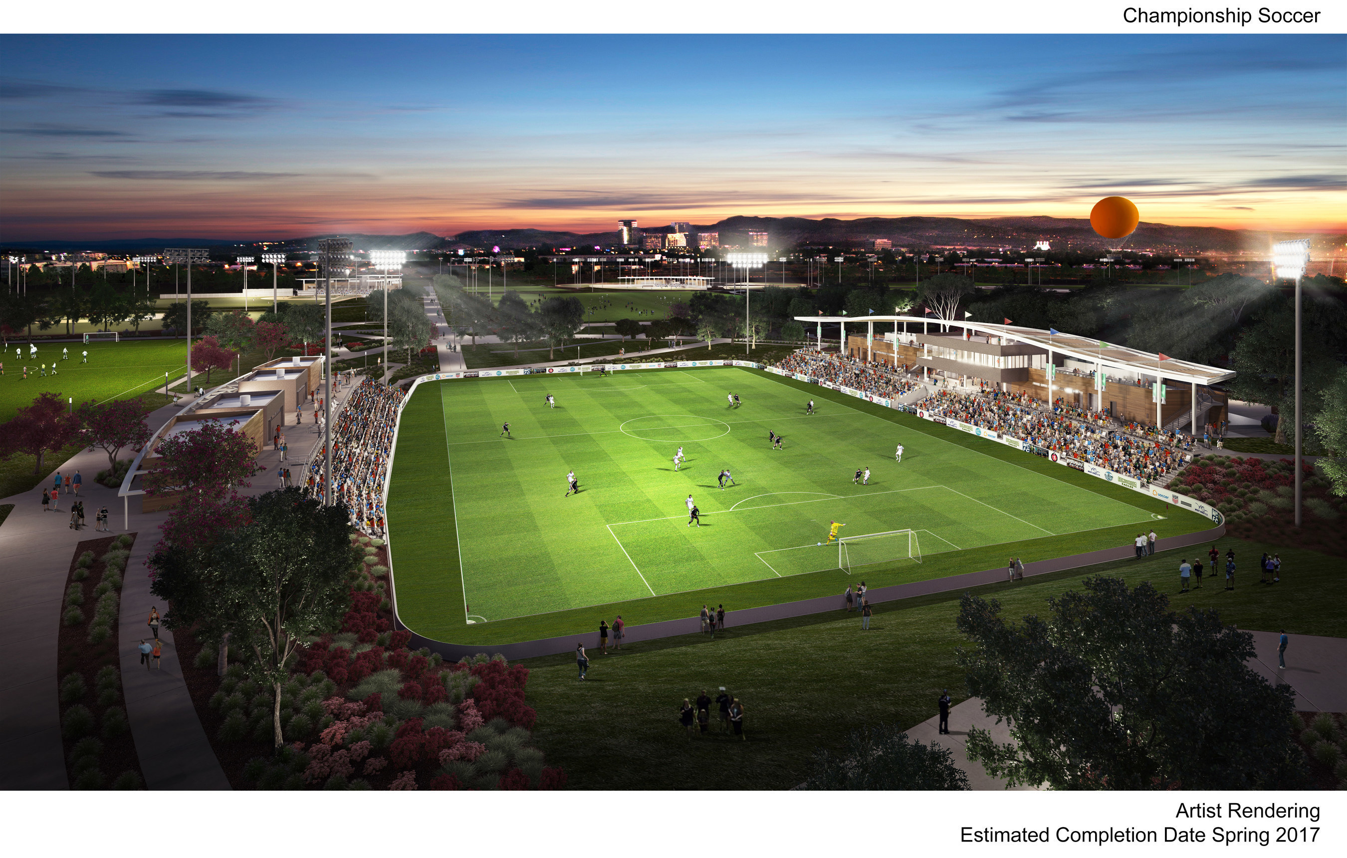 Artist rendering of Orange County Great Park Sports Park Championship Soccer Stadium