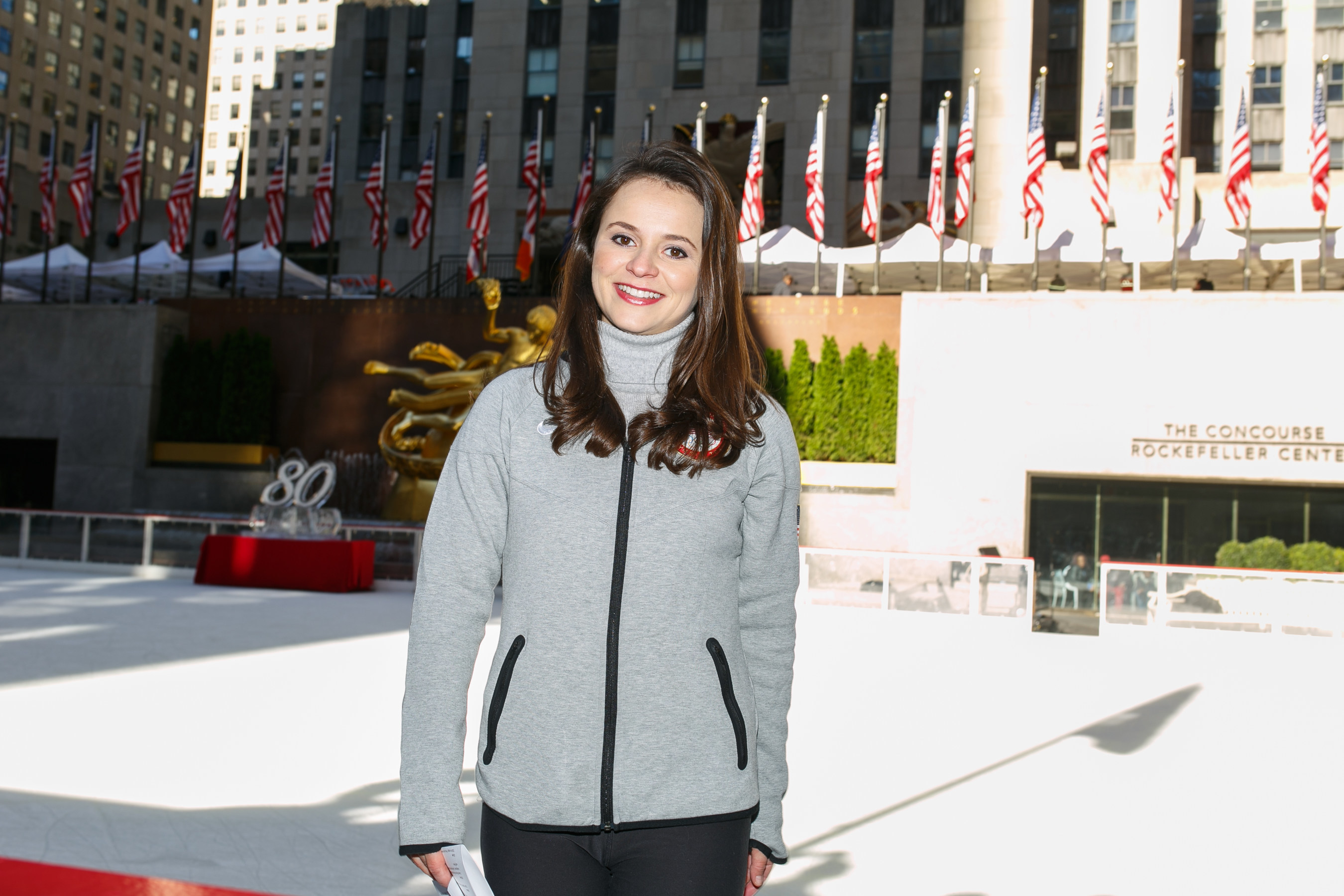 Olympic Silver Medalist Sasha Cohen hosts the opening of The Rink at Rockefeller Center on October 11, 2016. The Rink is celebrating its 80th anniversary this year, and is now open for the season.