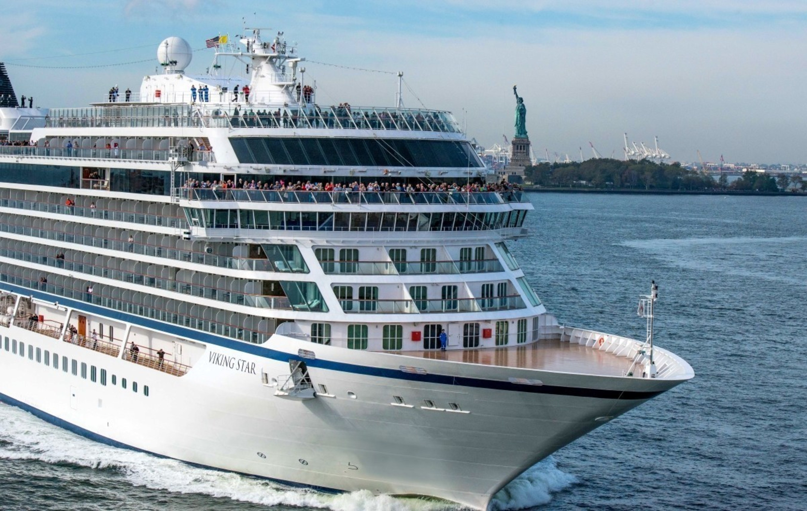 Viking Star, the first 930-passenger ocean ship from Viking Cruises, sails past the Statue of Liberty on Thursday, Oct. 13, 2016 as it calls on New York for the first time. Currently sailing its inaugural North American itinerary, Viking Star will continue onto the Caribbean where it will cruise during the winter season. For more information, visit www.vikingoceancruises.com.