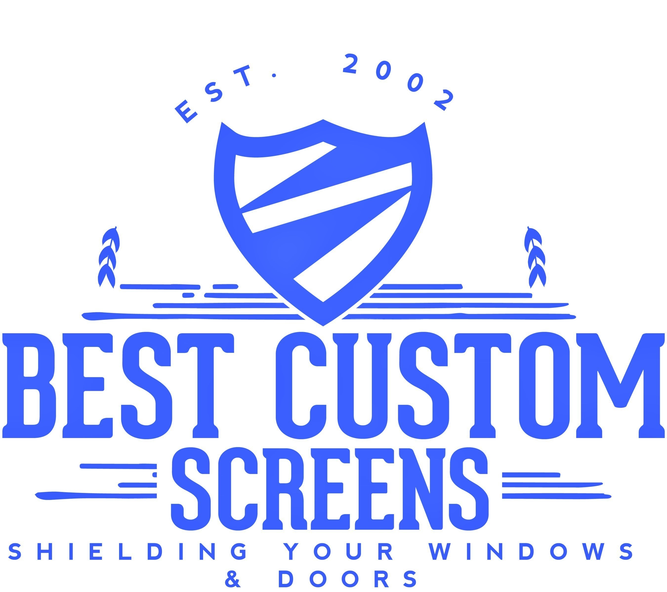 Classic Retro logo of Best Custom Screens designed to show how the company SHIELDS WINDOWS AND DOORS