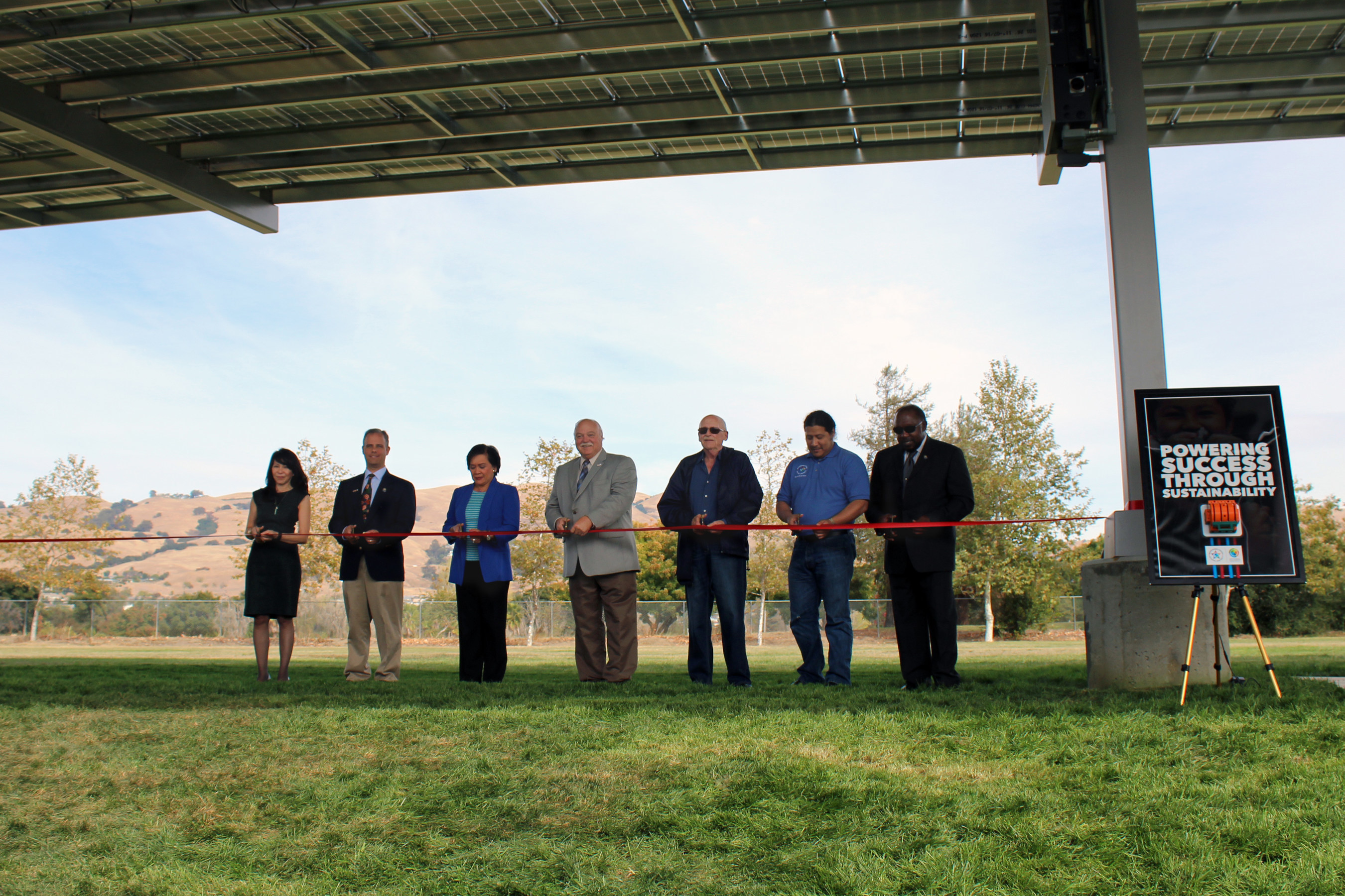 Berryessa USD Board Members and Leadership Team members commemorate completion of their District-wide modernization project during their recent ribbon cutting and "flip the switch" celebration on October 13th.