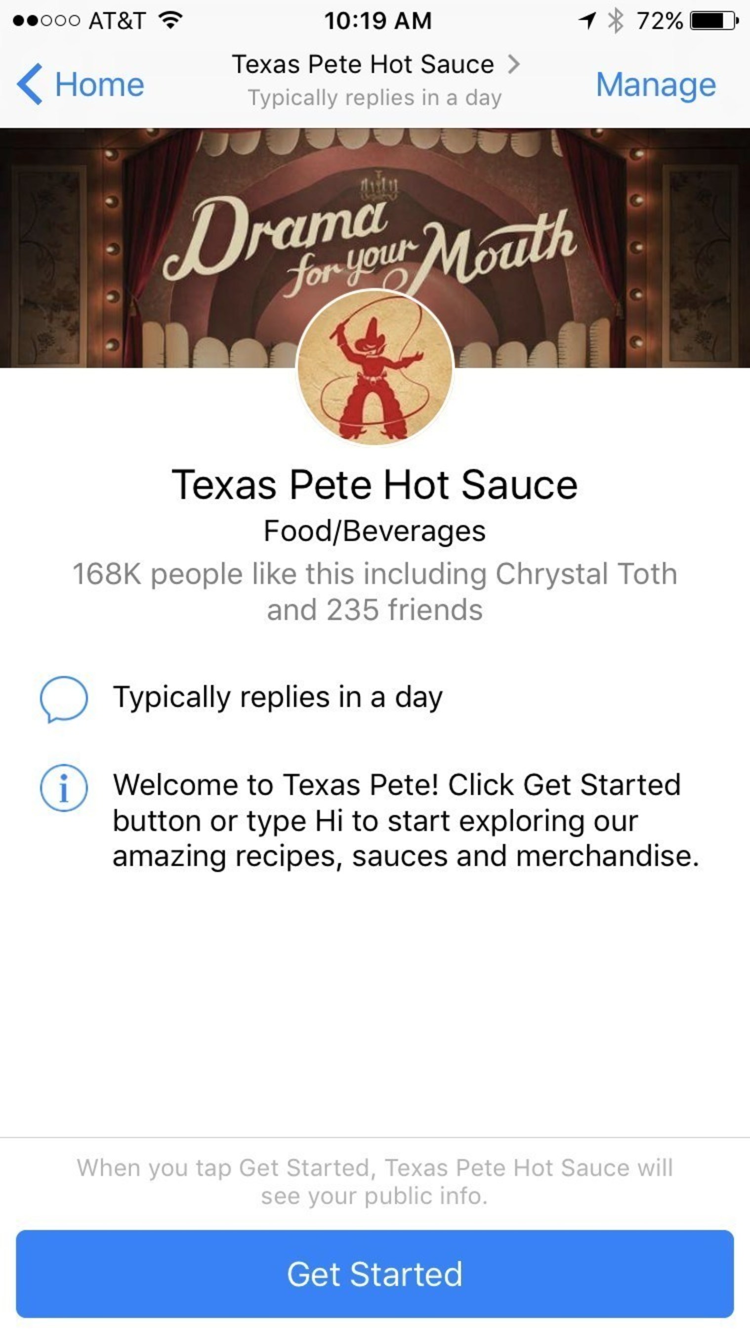 Texas Pete ChatBot powered by Parlo.