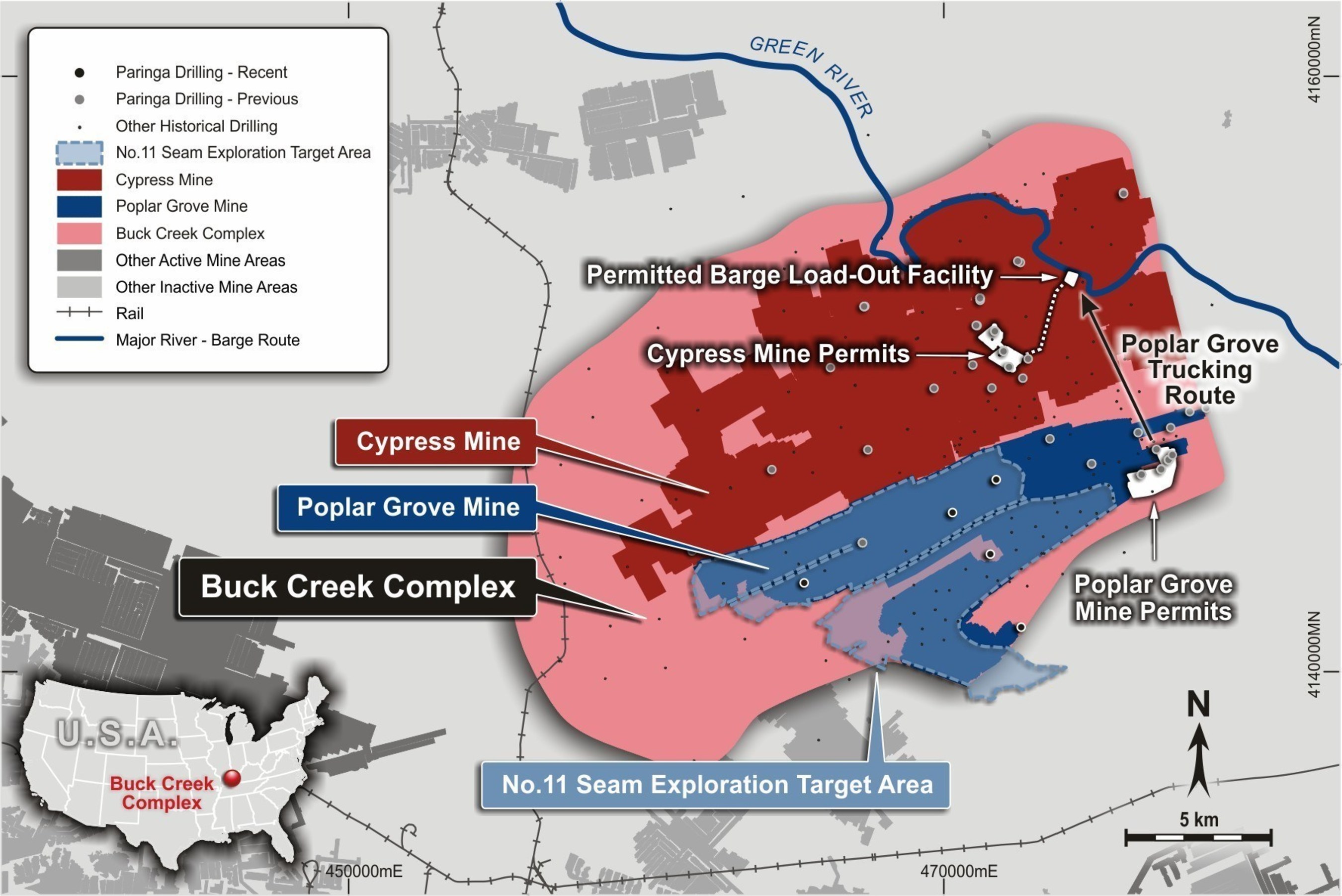 Figure 3: Buck Creek Complex including the Poplar Grove and Cypress Mine Plans and No.11 Exploration Target