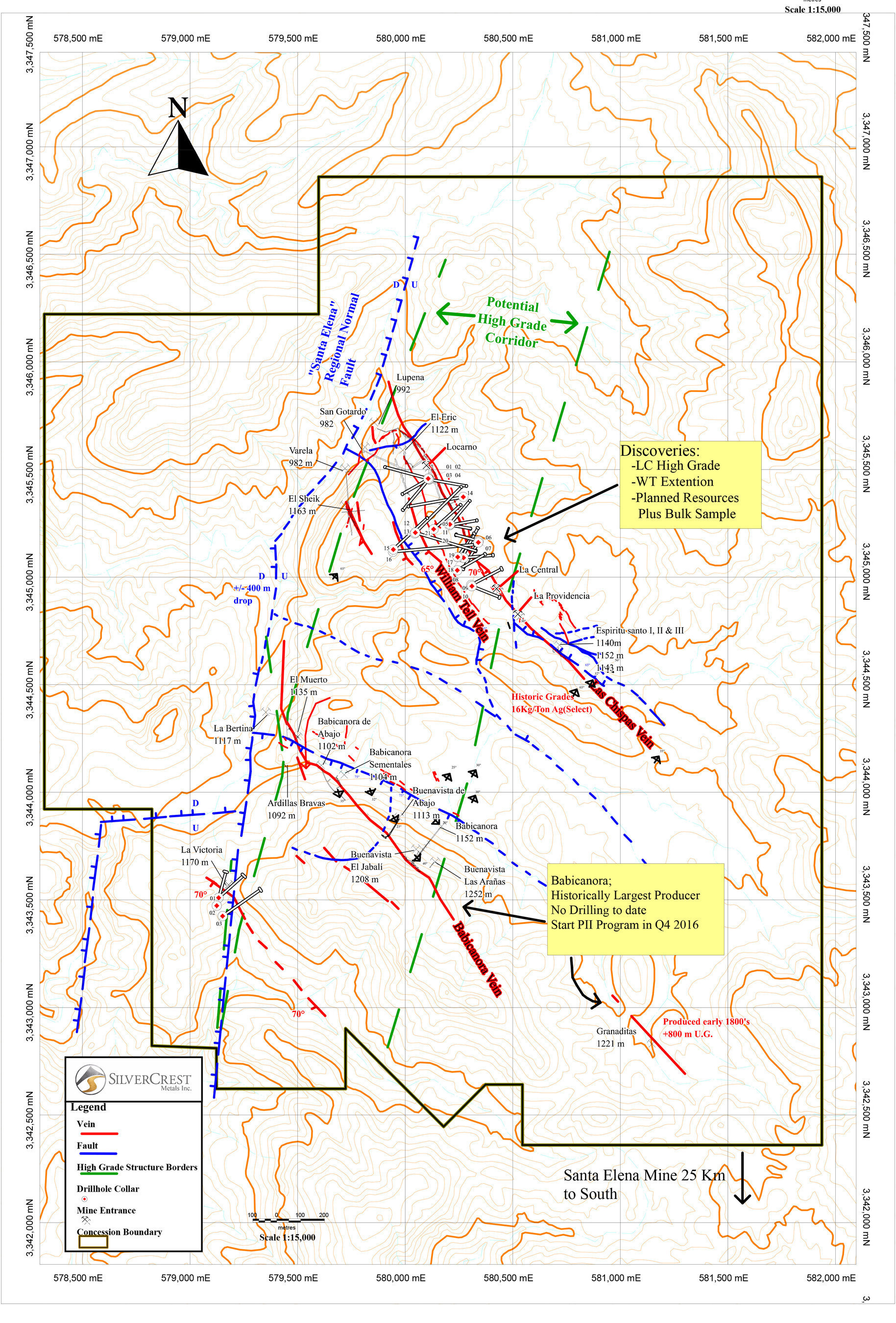 SilverCrest Metals Inc. Sonora, Mexico - Las Chispas Project - Figure 1 Las Chispas Wide Discovery Map