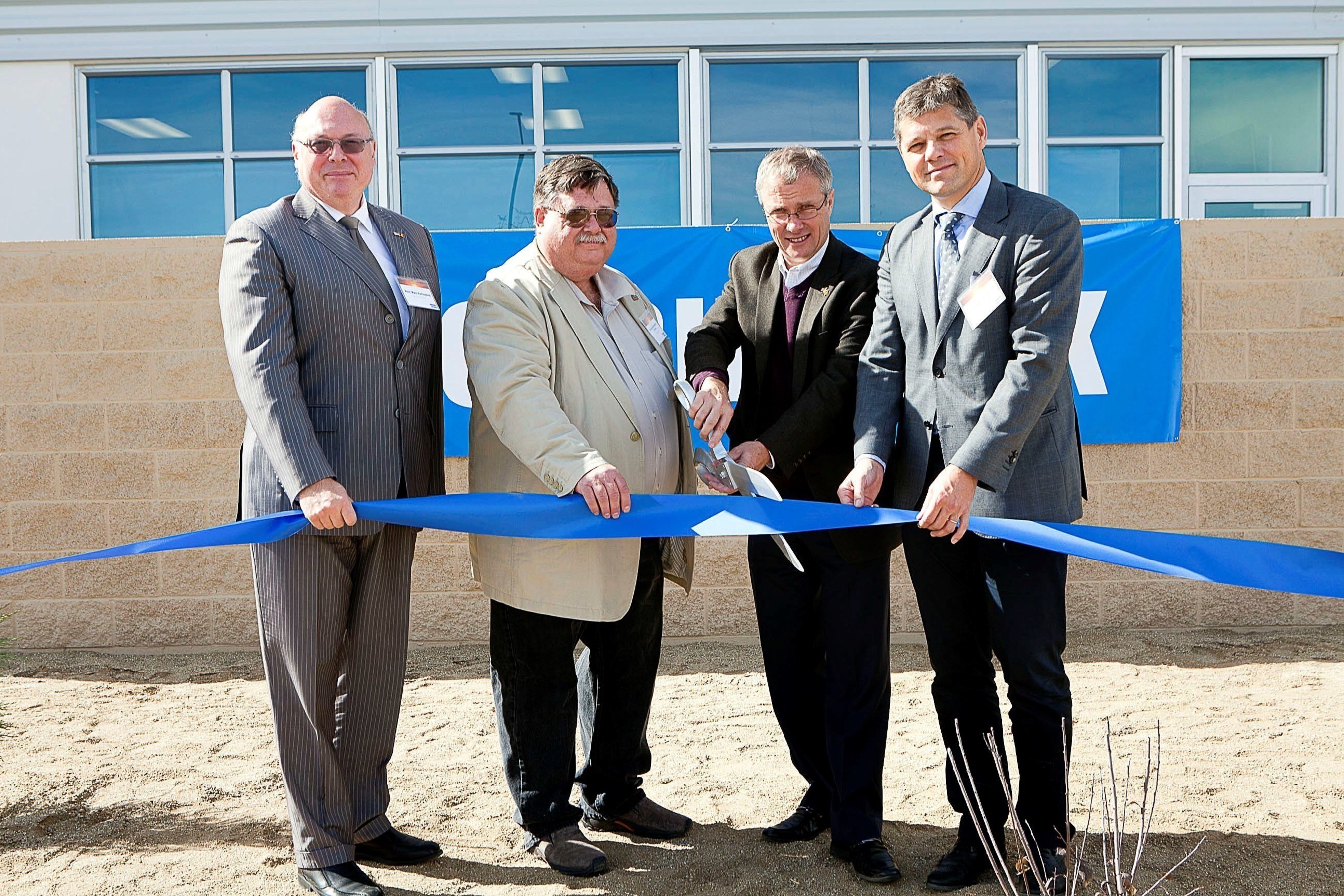 Deceuninck North America marked a significant milestone in its continued growth with the grand opening of a 150,000-square-foot-facility near Reno, Nevada, on Saturday, October 22. Pictured at the ribbon cutting from left to right are: Henri Vantieghem, Consul General of Belgium in Los Angeles; Roy Edgington Jr., Mayor, Fernley, Nevada; Filip Geeraert, president and CEO, Deceuninck North America; Francis Van Eeckhout, CEO, Deceuninck Group