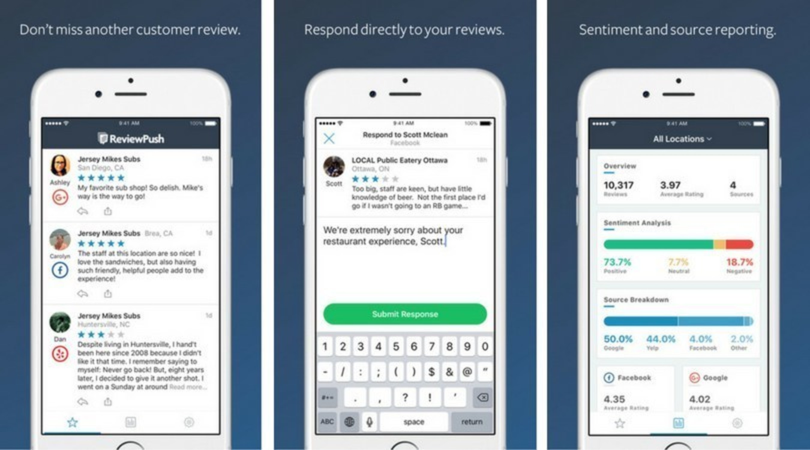 Manage your online reviews on the go with the ReviewPush mobile app!