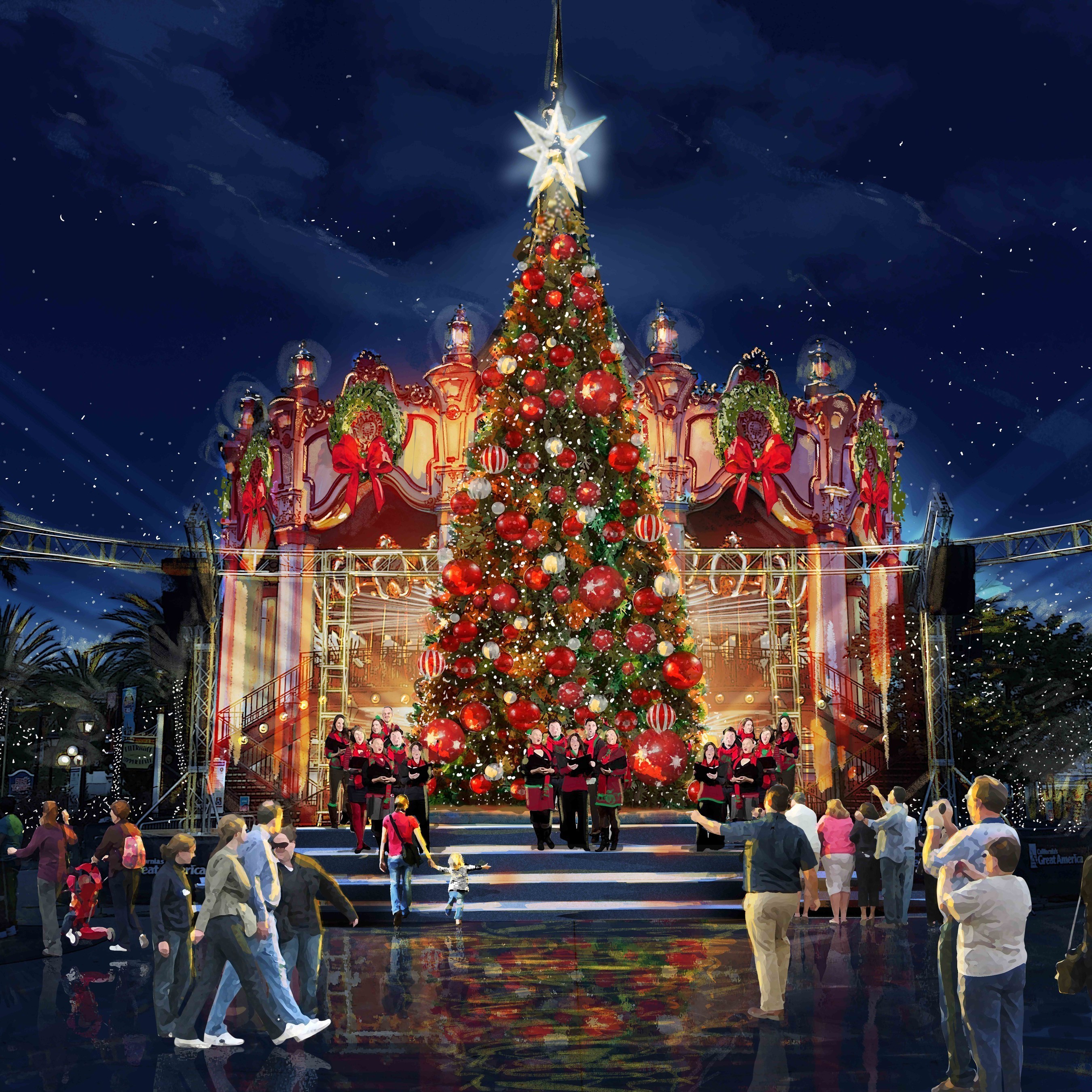The Bay Area's newest and most immersive holiday tradition, WinterFest, will debut at California's Great America on Friday, November 25. During WinterFest, Great America will be magically transformed into a winter wonderland where guests can skate in front of the iconic Carousel Columbia, admire magnificent displays of lights and decor, view spectacular live holiday shows, experience 20 rides and attractions, see Santa's workshop and Mrs. Claus' kitchen, and enjoy scrumptious holiday fare at numerous dining locations.