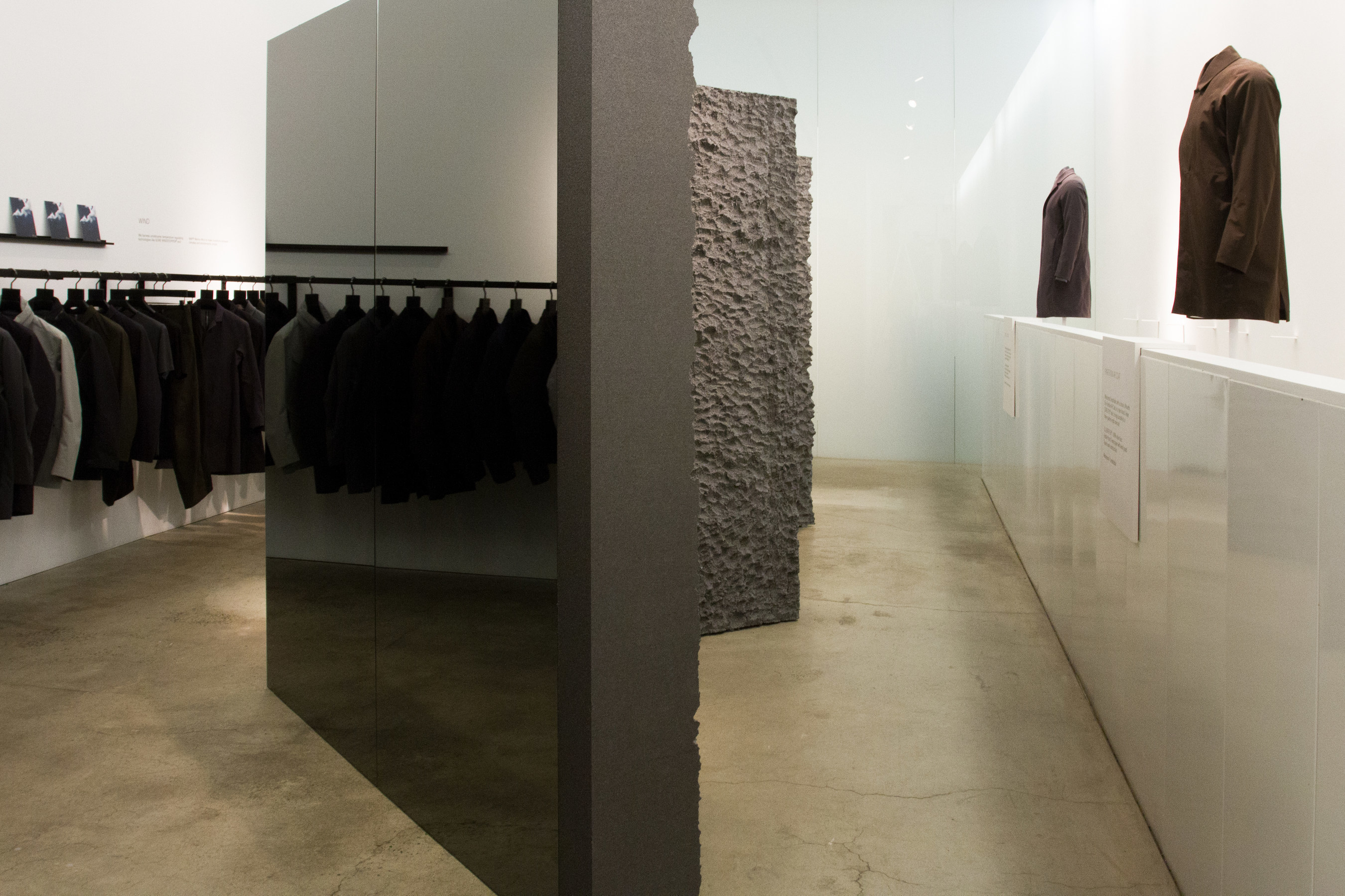 Detail of Snarkitecture-designed installation at the Arc'teryx Veilance concept store