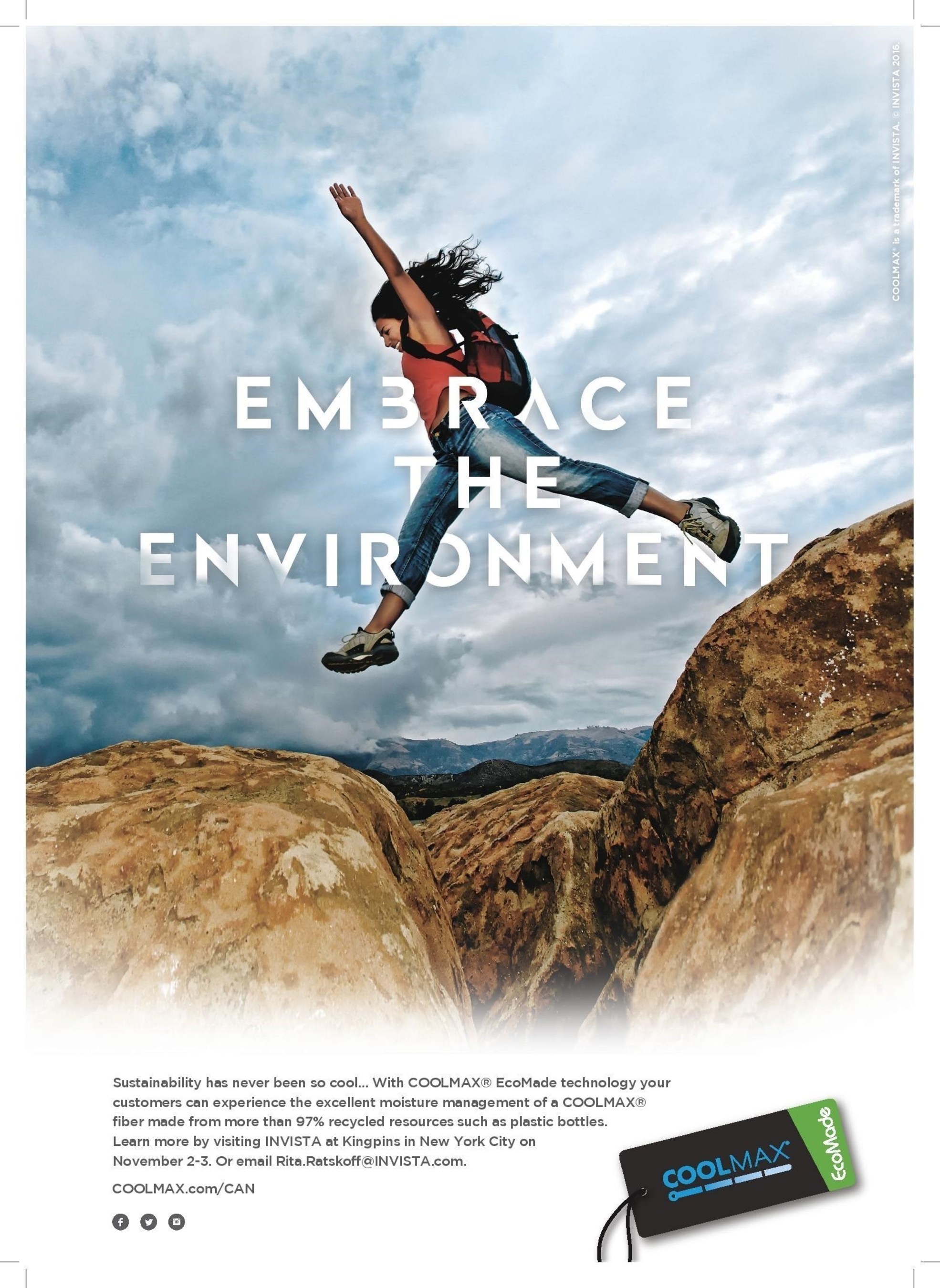 New "Embrace the Environment" advertising campaign promotes COOLMAX(R) EcoMade technology for denim.