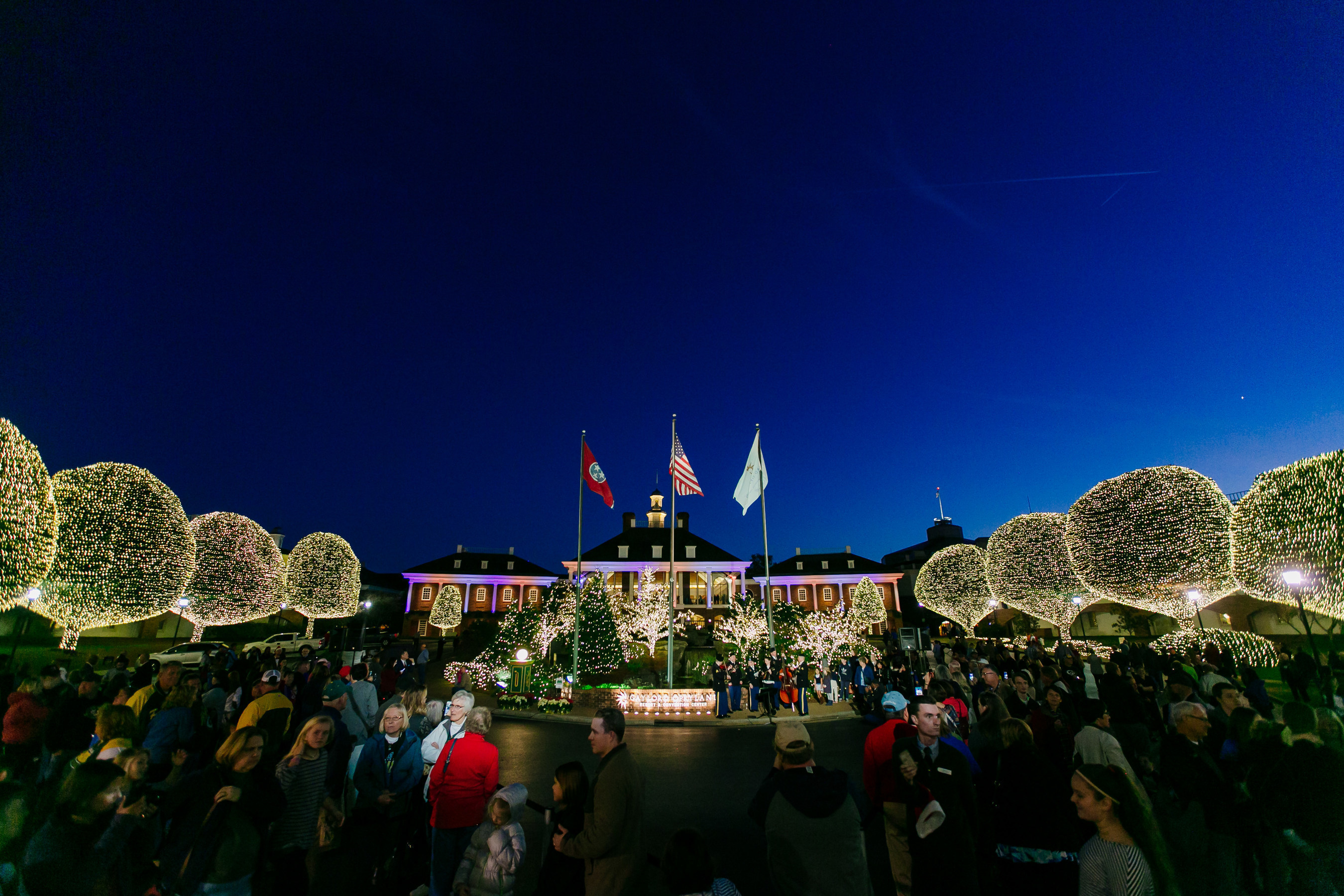 Gaylord Opryland Resort turns on 2.3 million holiday lights, ushering in its annual A Country Christmas celebration.