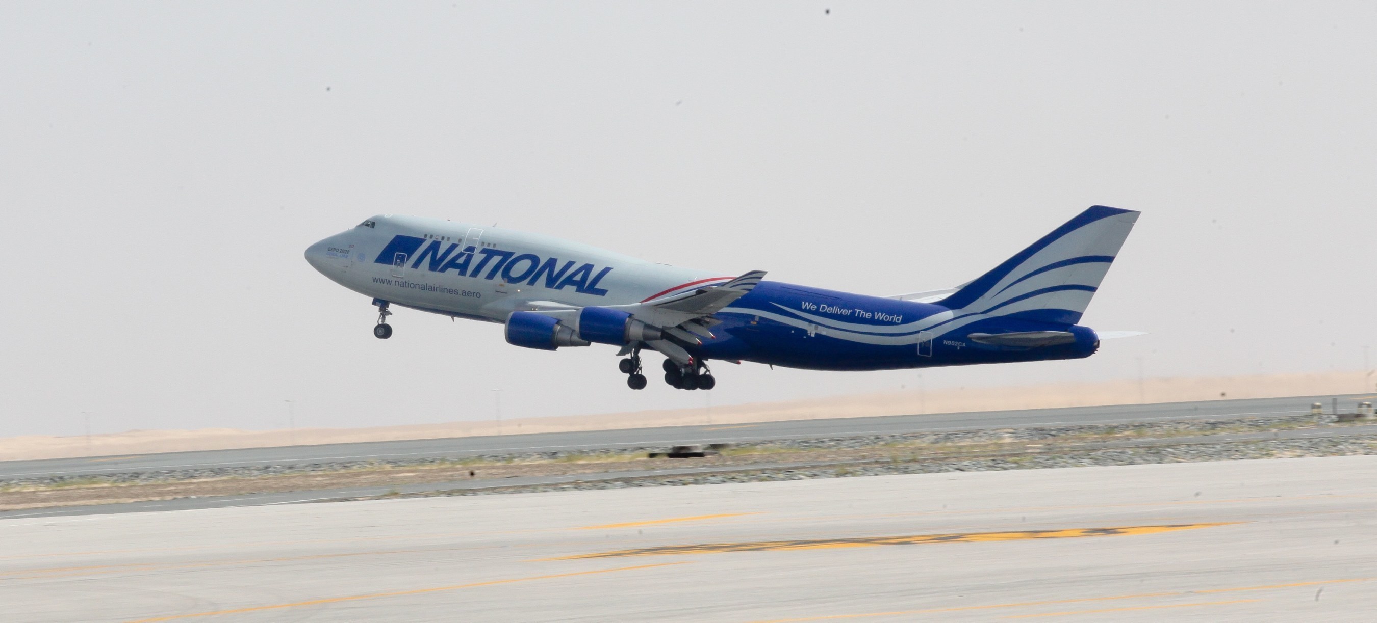 National Airlines flight loaded with critical relief equipment for Haiti takes off from Dubai.