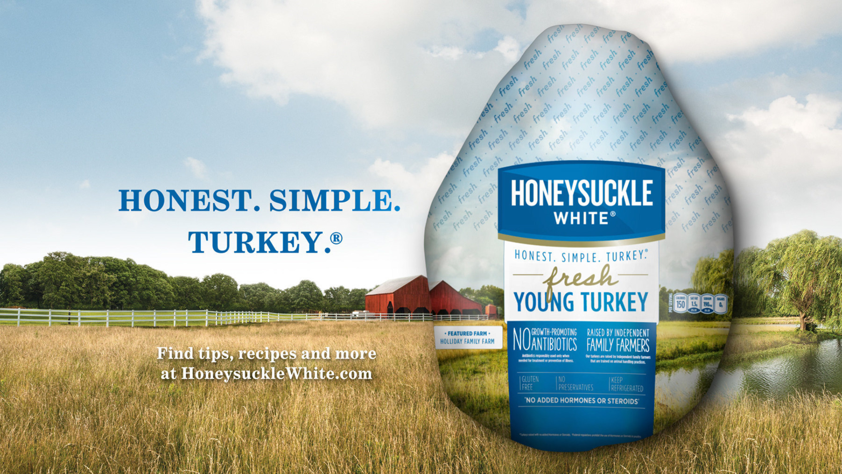 Honeysuckle White, Shady Brook Farms, debut holiday season ad campaign with Honest. Simple. Turkey. (R) theme