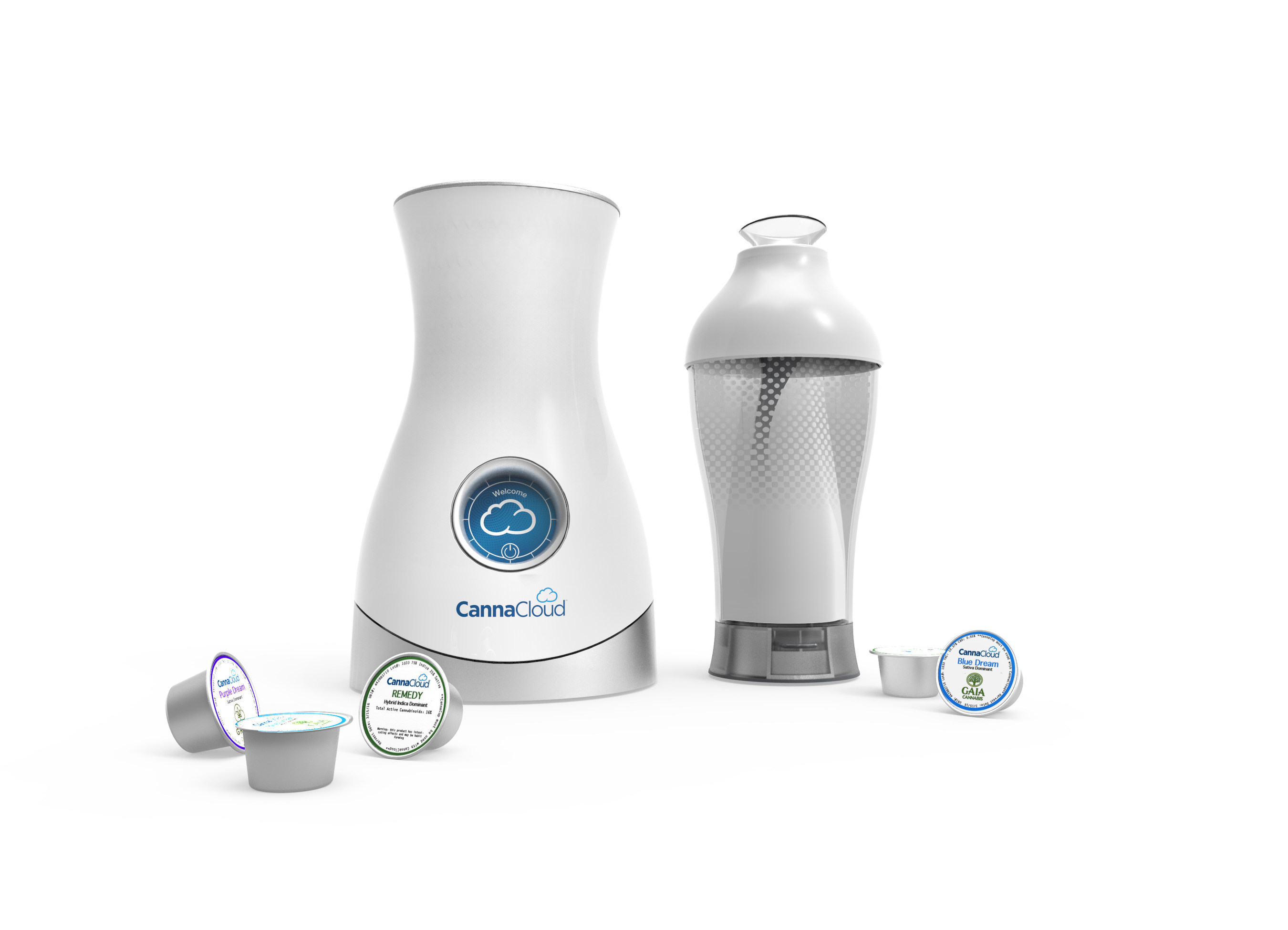 The complete system includes the ground-breaking vaporizer device, CannaCloud(TM); single-use, pre-measured pods containing ground, lab tested cannabis called CannaCloud Pods(TM); and an automated processing and filling machine, the CannaMatic(TM)