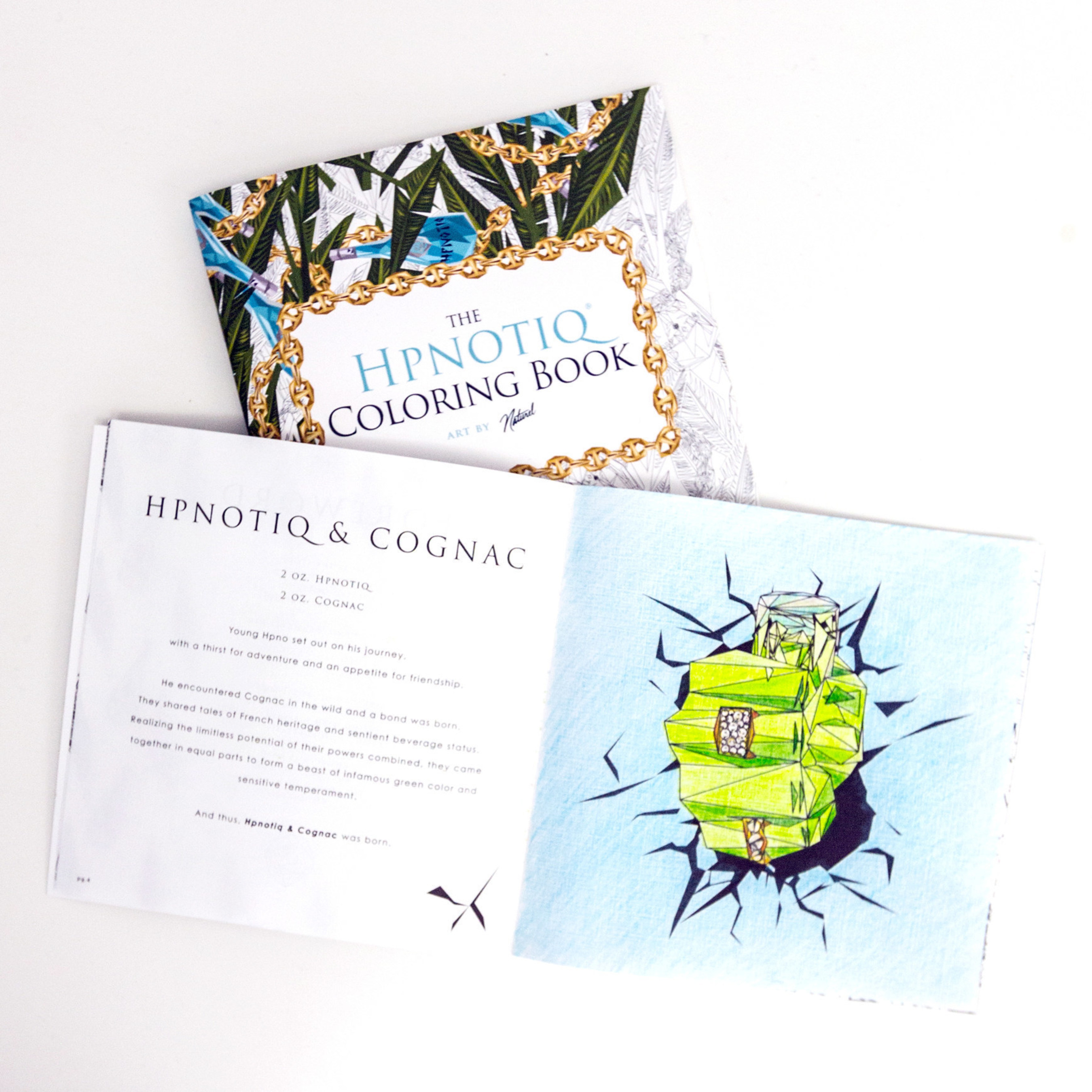As part of the brand's winter campaign, Hpnotiq partnered with artist Naturel to create a custom adult coloring book, which doubles as a cocktail recipe guide, for influencers, press and fans on social media.