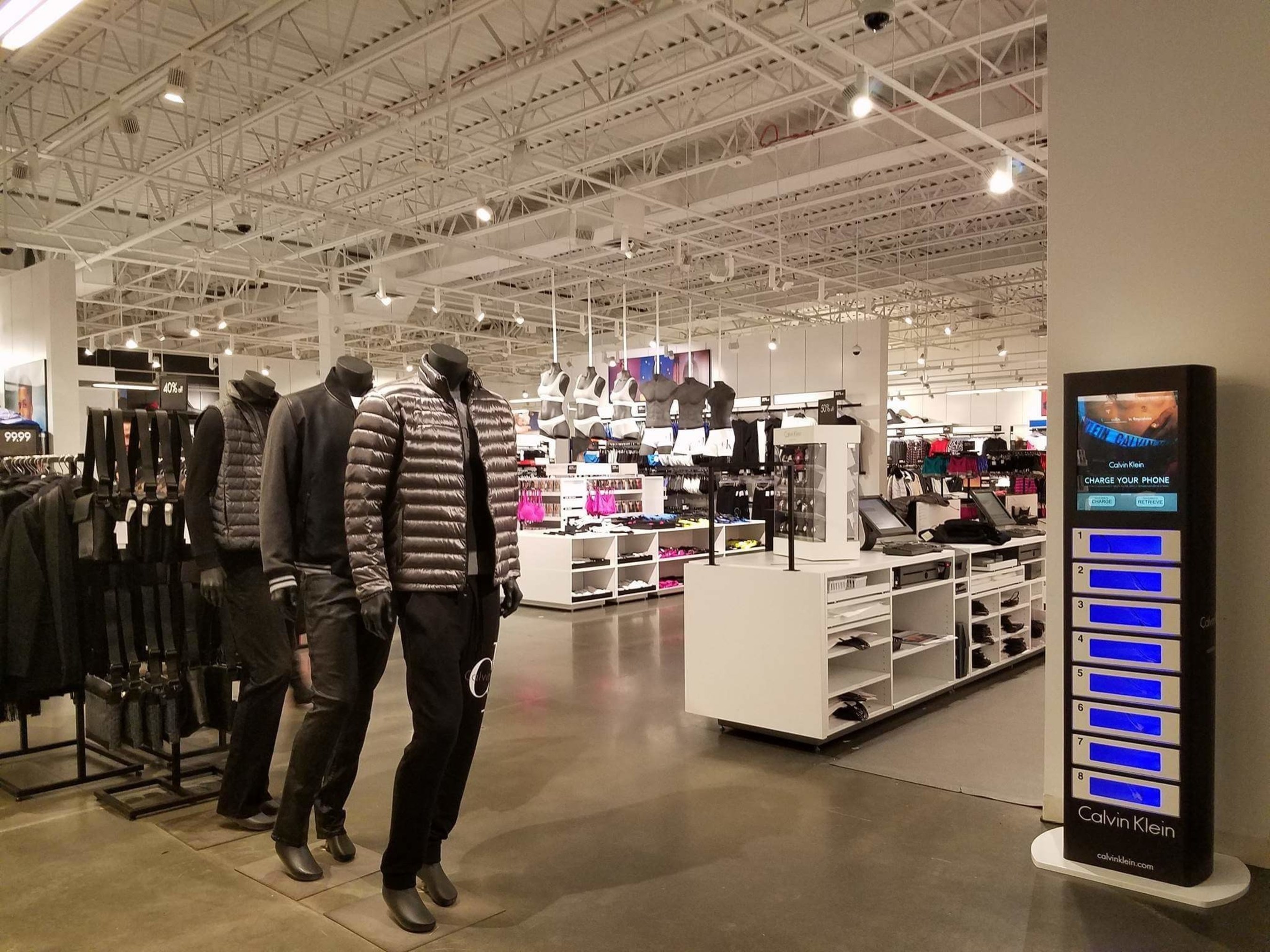Calvin Klein installs charging kiosks at retail stores.