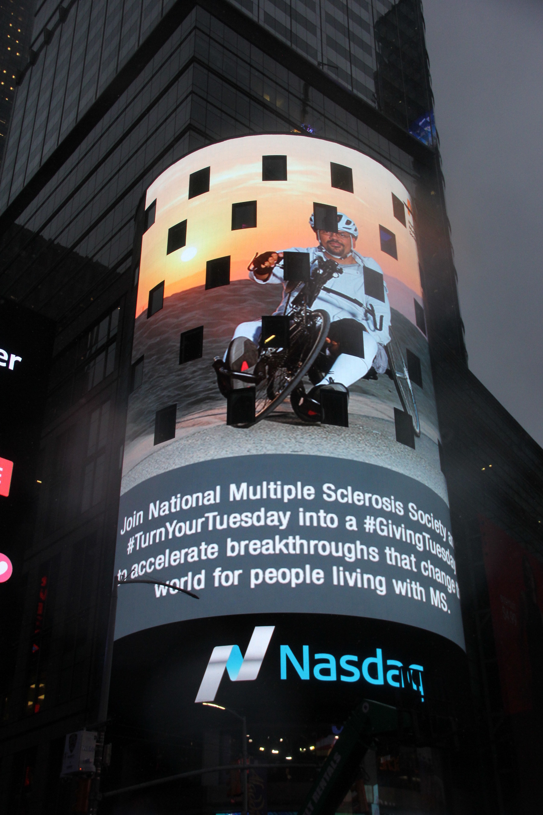 Blackbaud is takes over the Nasdaq tower at Times Square to promote what its customers are doing for #GivingTuesday. Join National Multiple Sclerosis Society this #GivingTuesday to accelerate breakthroughs that change the world for people living with MS.