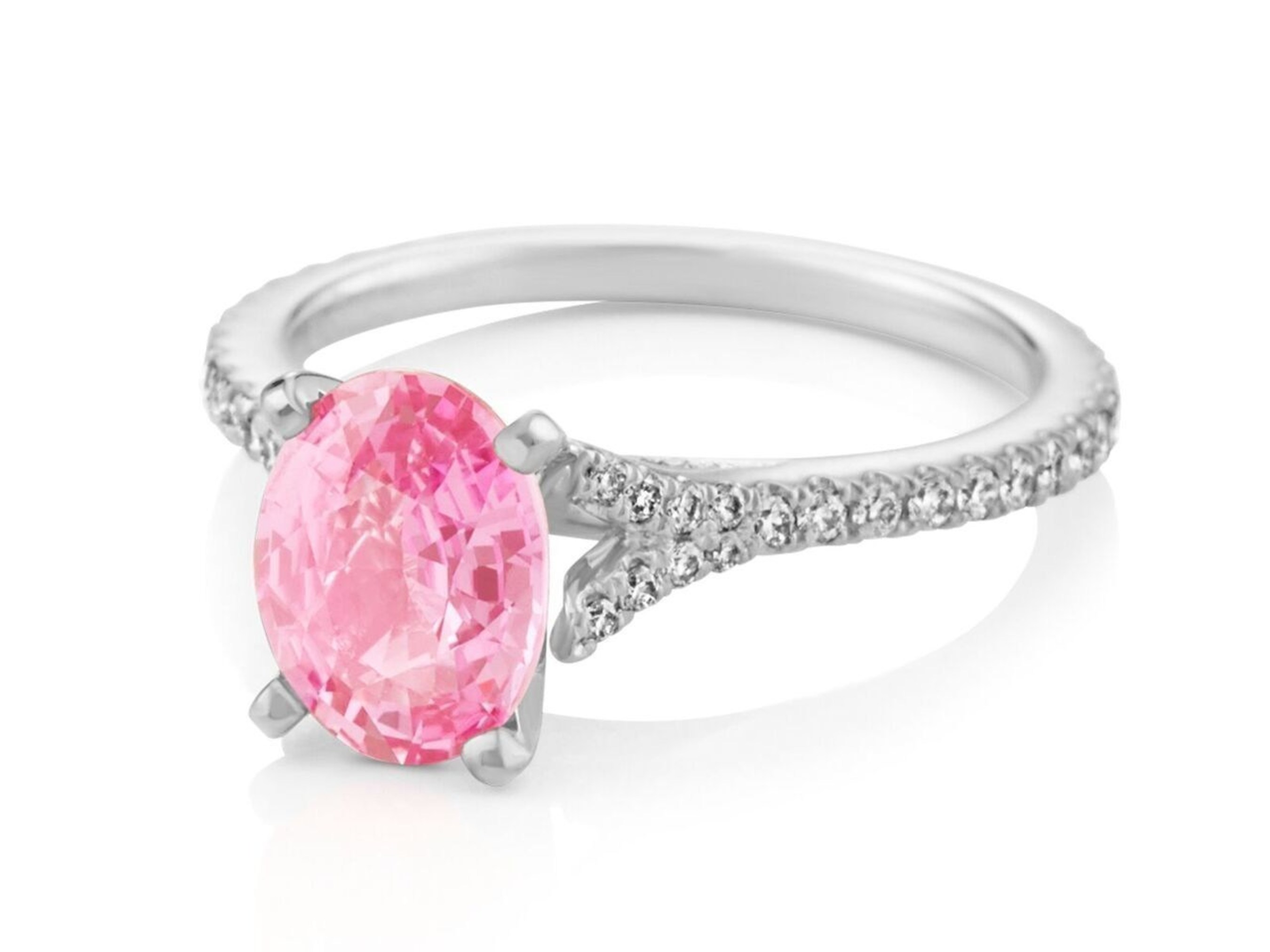 Shane Co. Pink Sapphire, Diamond and Platinum Engagement Ring - Seven Engagement Rings for Christmas 2016