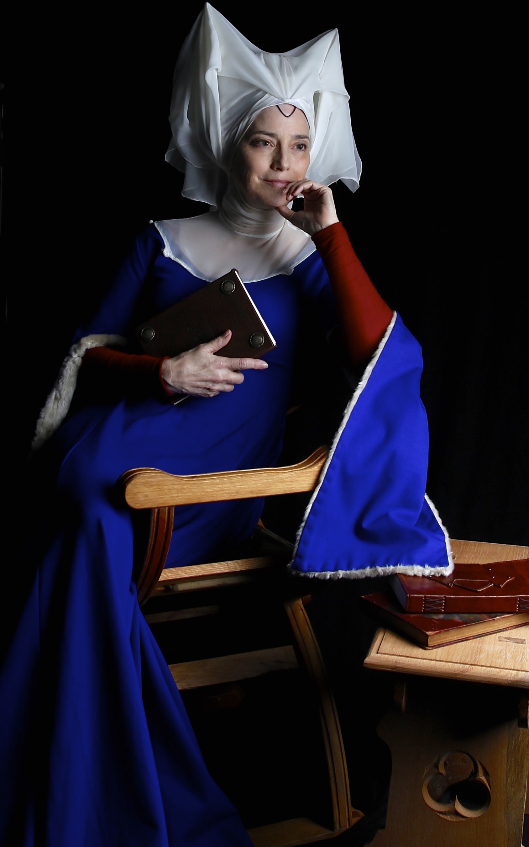 SUZANNE SAVOY as Christine de Pizan in her one-woman touring show "Je Christine" (Photo by Rachel Ellner).